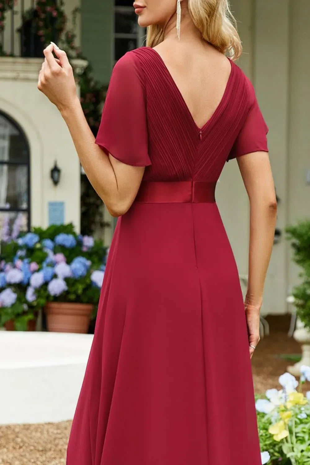 Kendra Surplice Flutter Sleeve Maxi Dress - Naarks