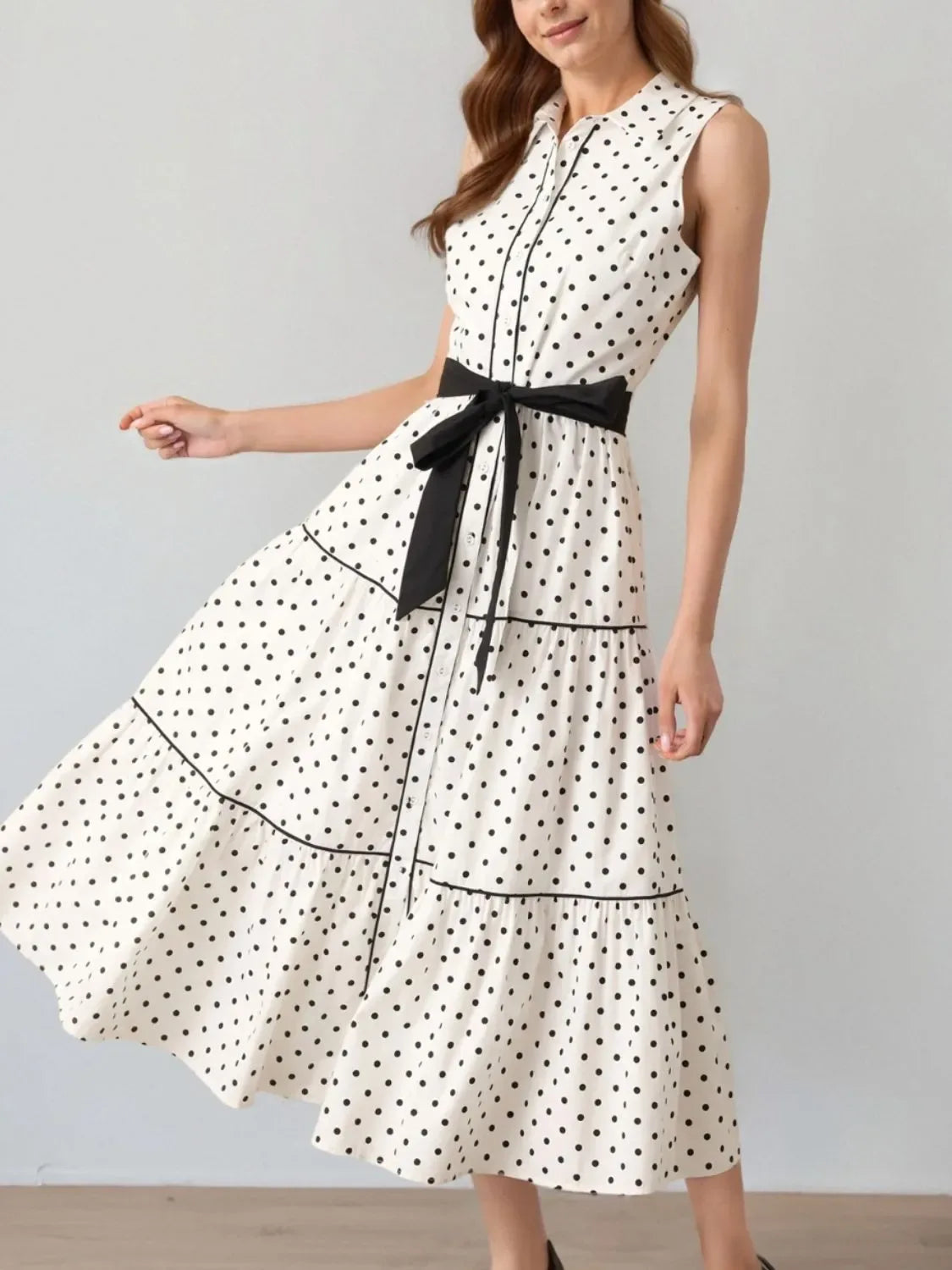 Kamara Polka Dot Midi Shirt Dress - Naarks