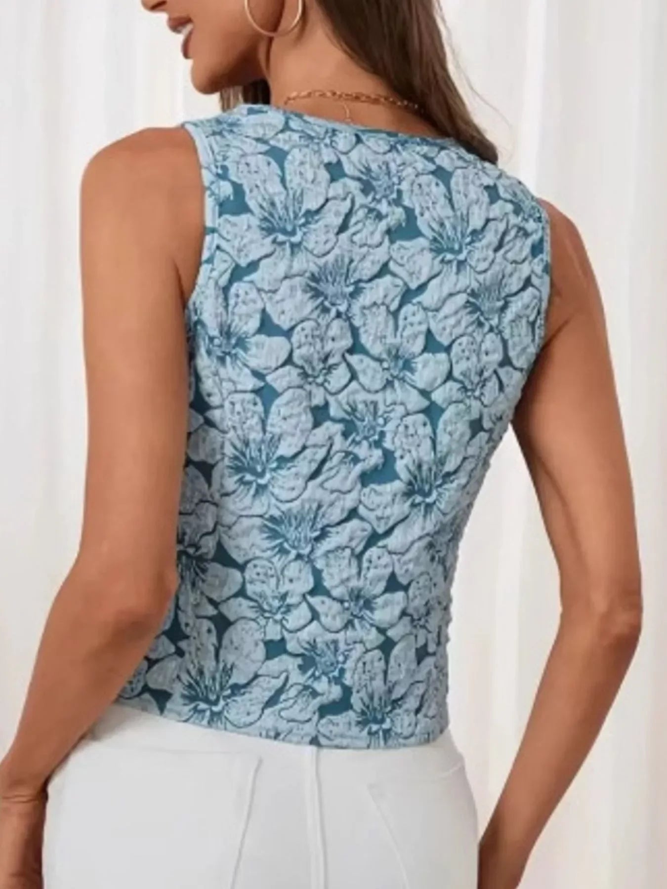 Marielle Floral Jacquard Vest Coat - Naarks