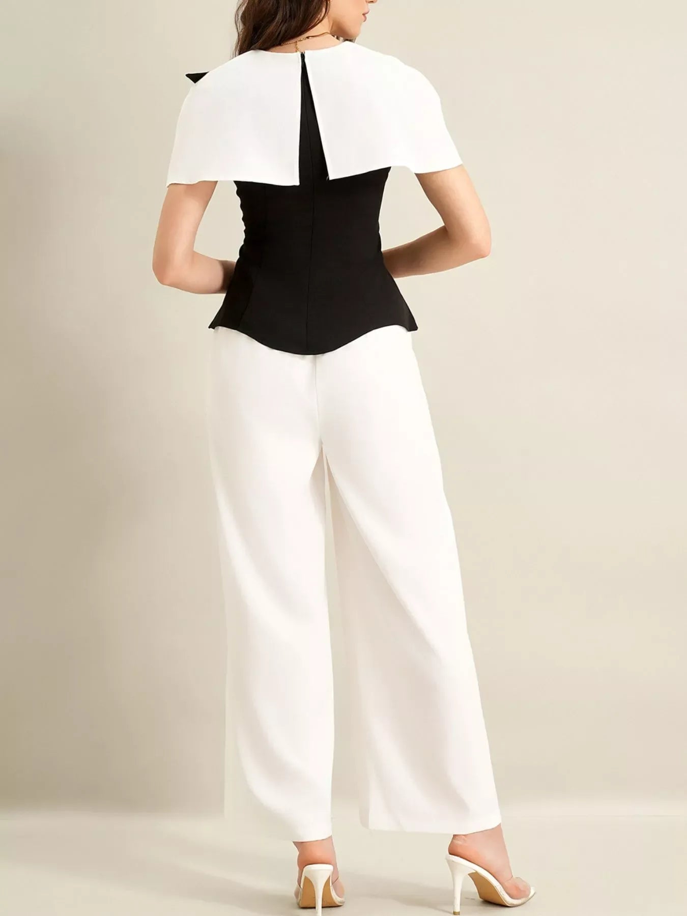Katrina Peplum Top & Wide-Leg Pants Set - Naarks
