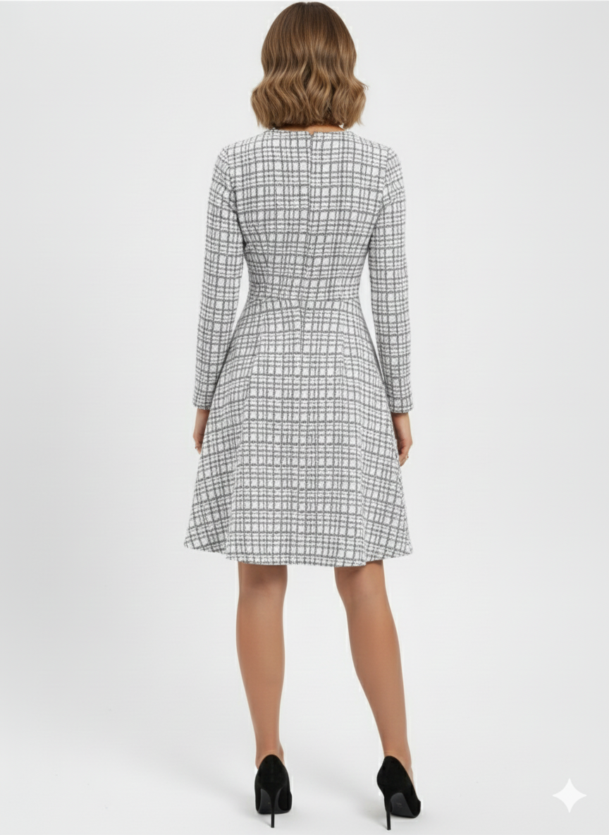 Margot Grid A-Line Dress