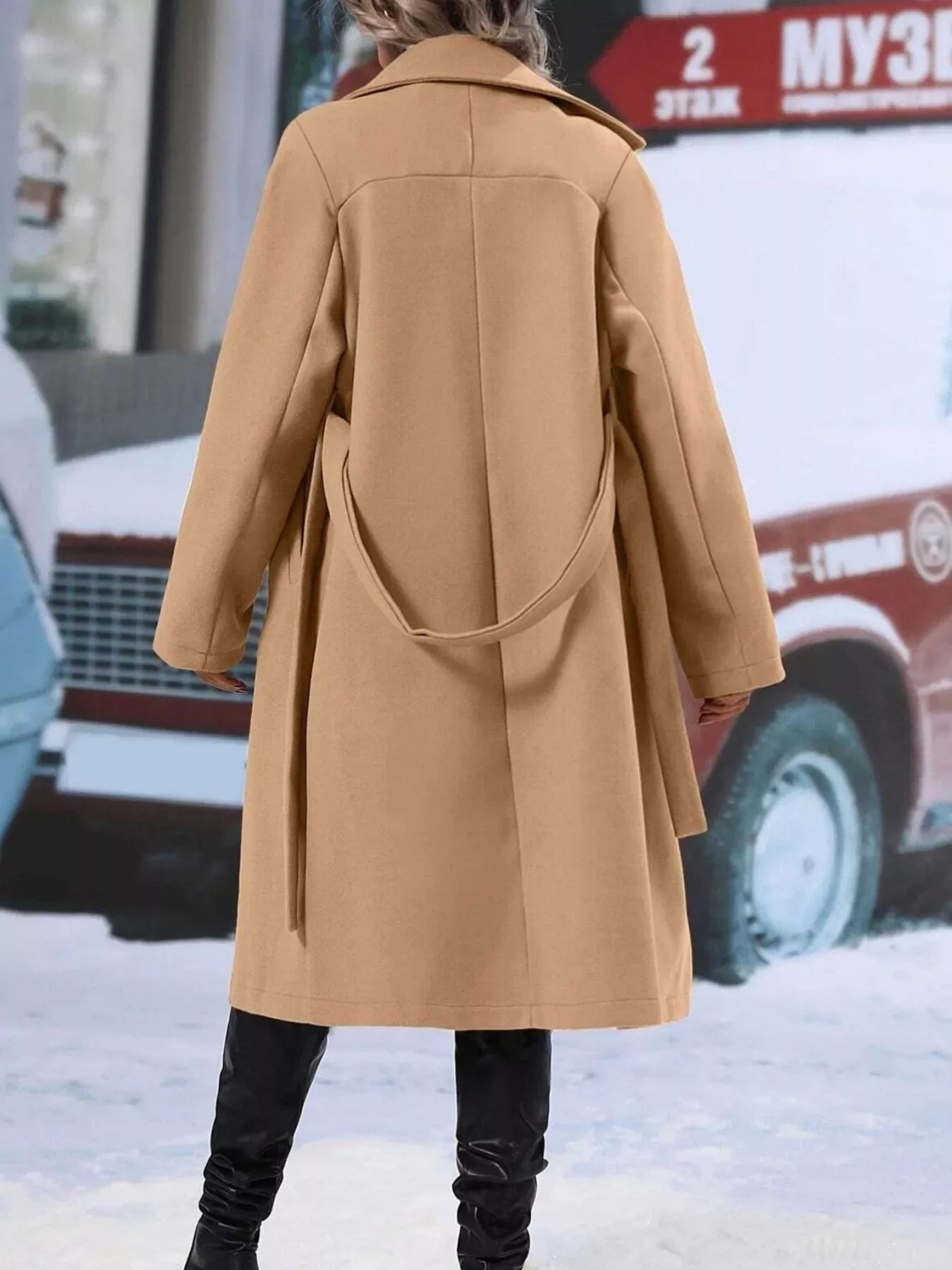 Celestine Double-Breasted Tie-Waist Coat - Naarks