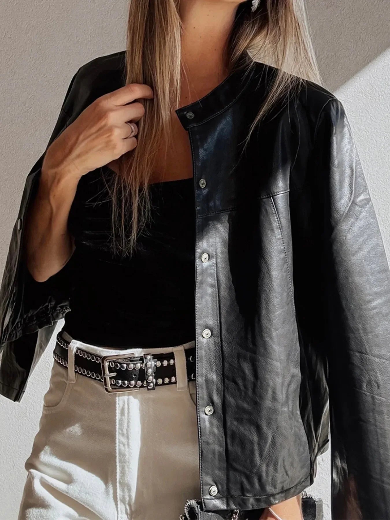 Zara Faux Leather Boxy Jacket - Naarks