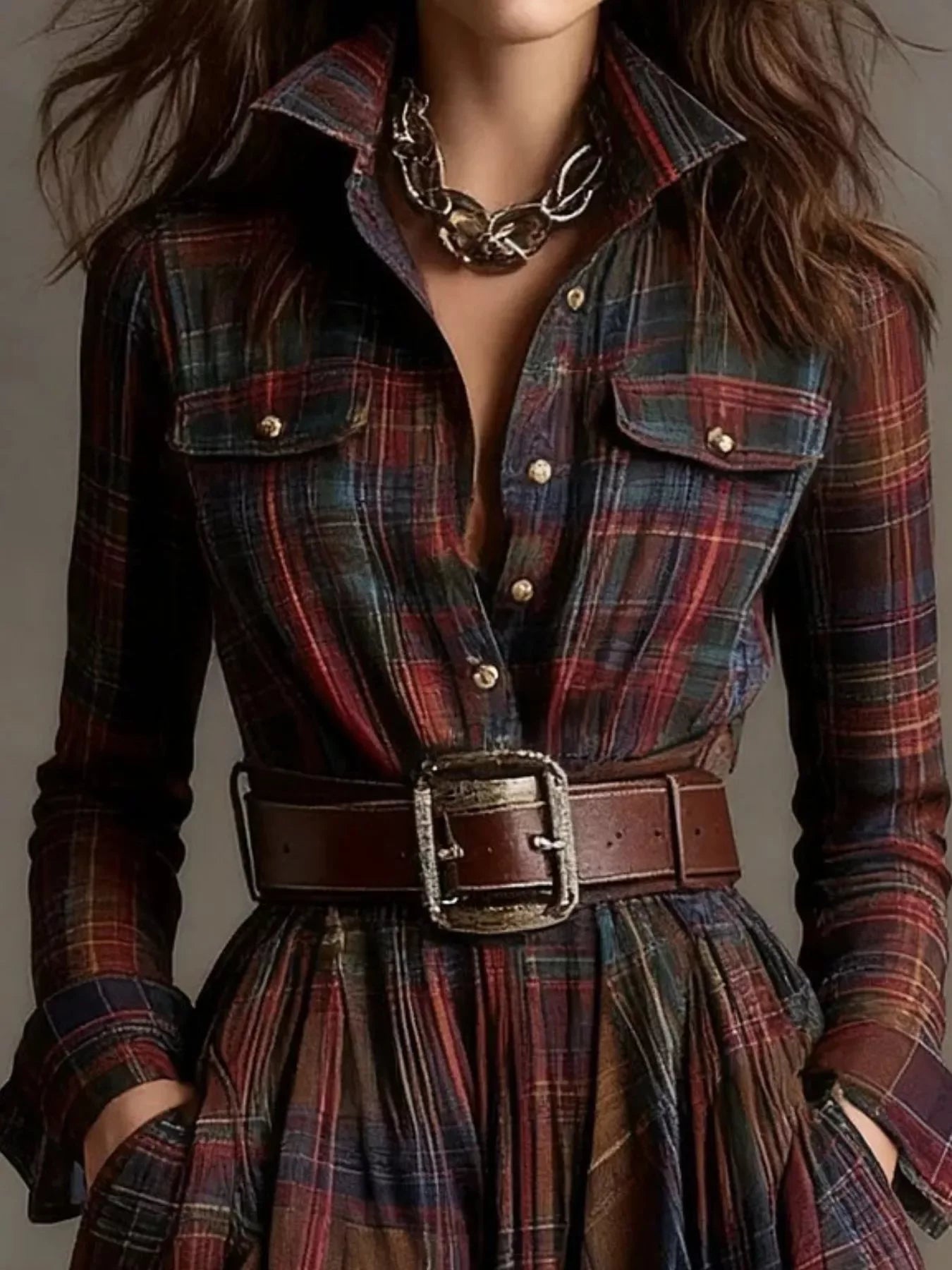 Emery Button-Front Shirt Dress - Naarks