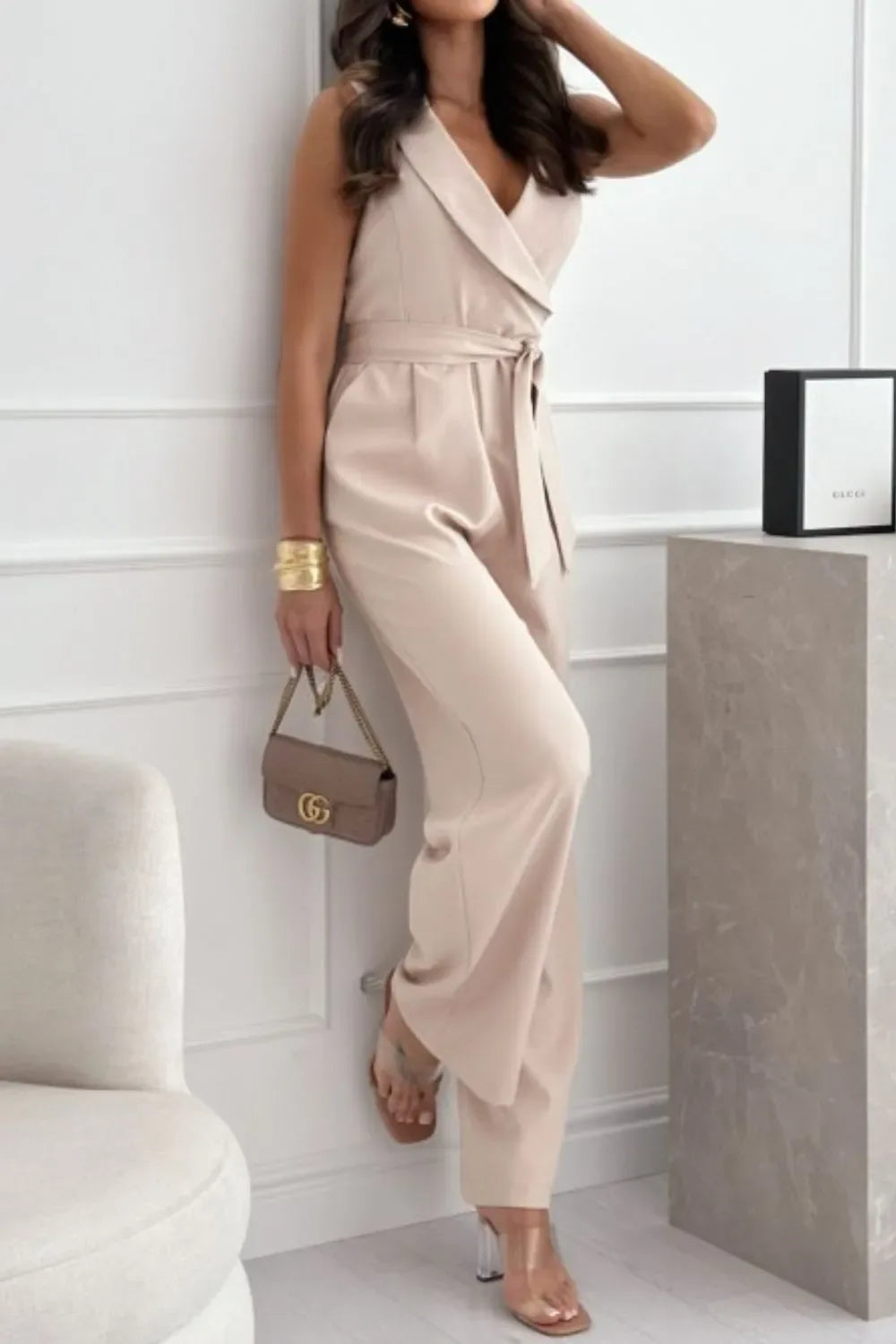 Elodie Surplice Wide-Leg Jumpsuit - Naarks