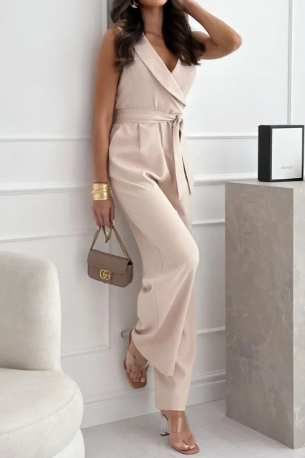 Elodie Surplice Wide-Leg Jumpsuit - Naarks