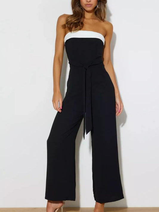 Selara Contrast Tube Wide-Leg Jumpsuit - Naarks
