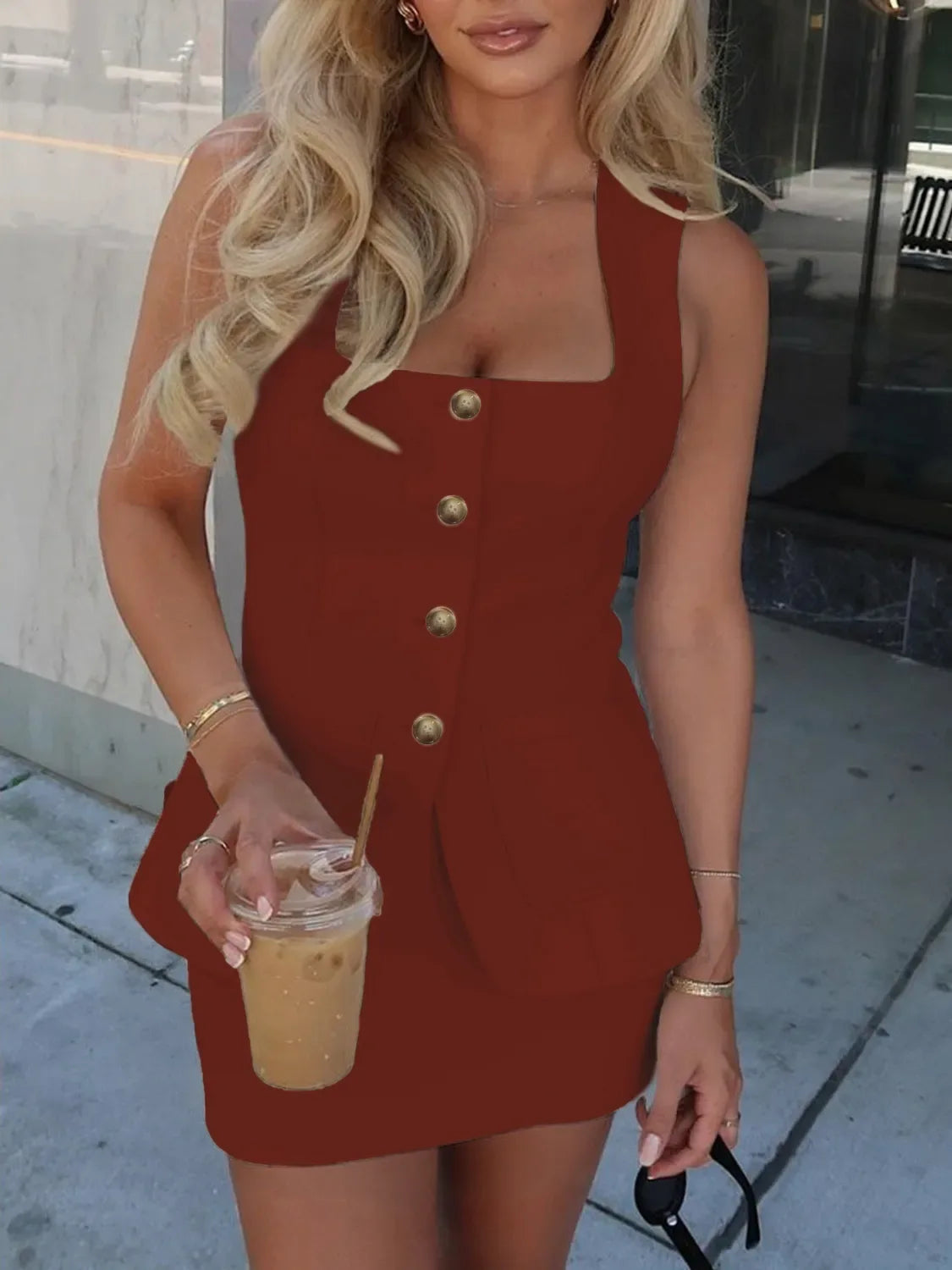 Amira Square Neck Tank & Skirt Set - Naarks