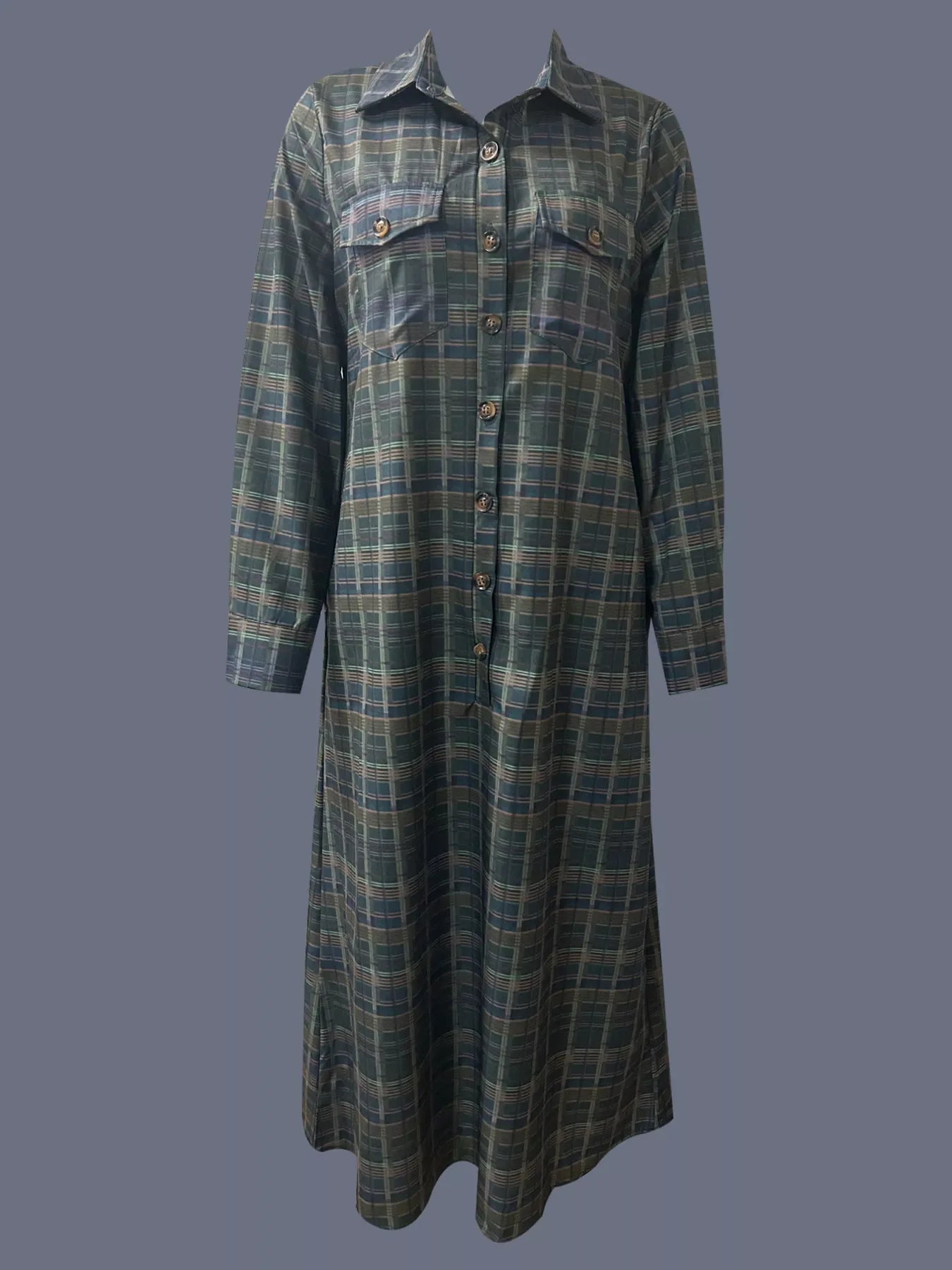 Corvina Plaid Maxi Shirt Dress - Naarks