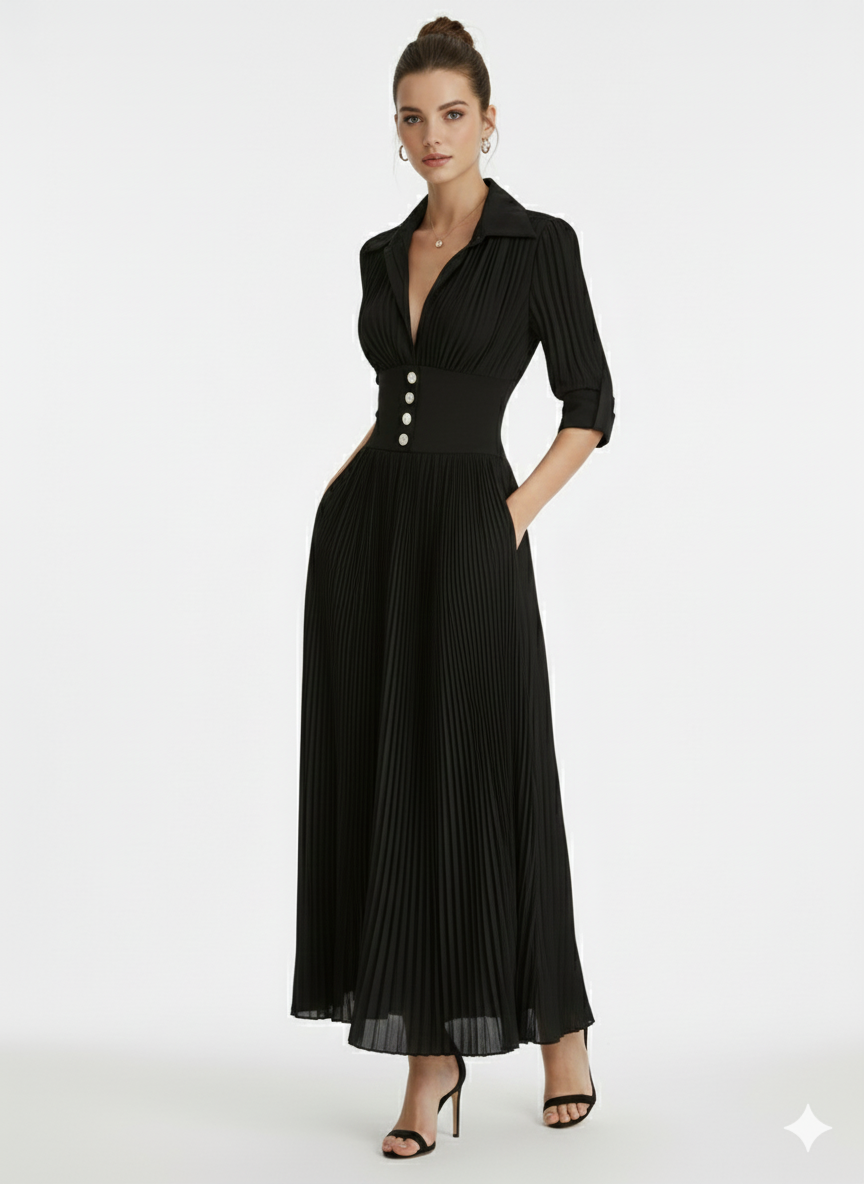 Elise Pleated Maxi Dress