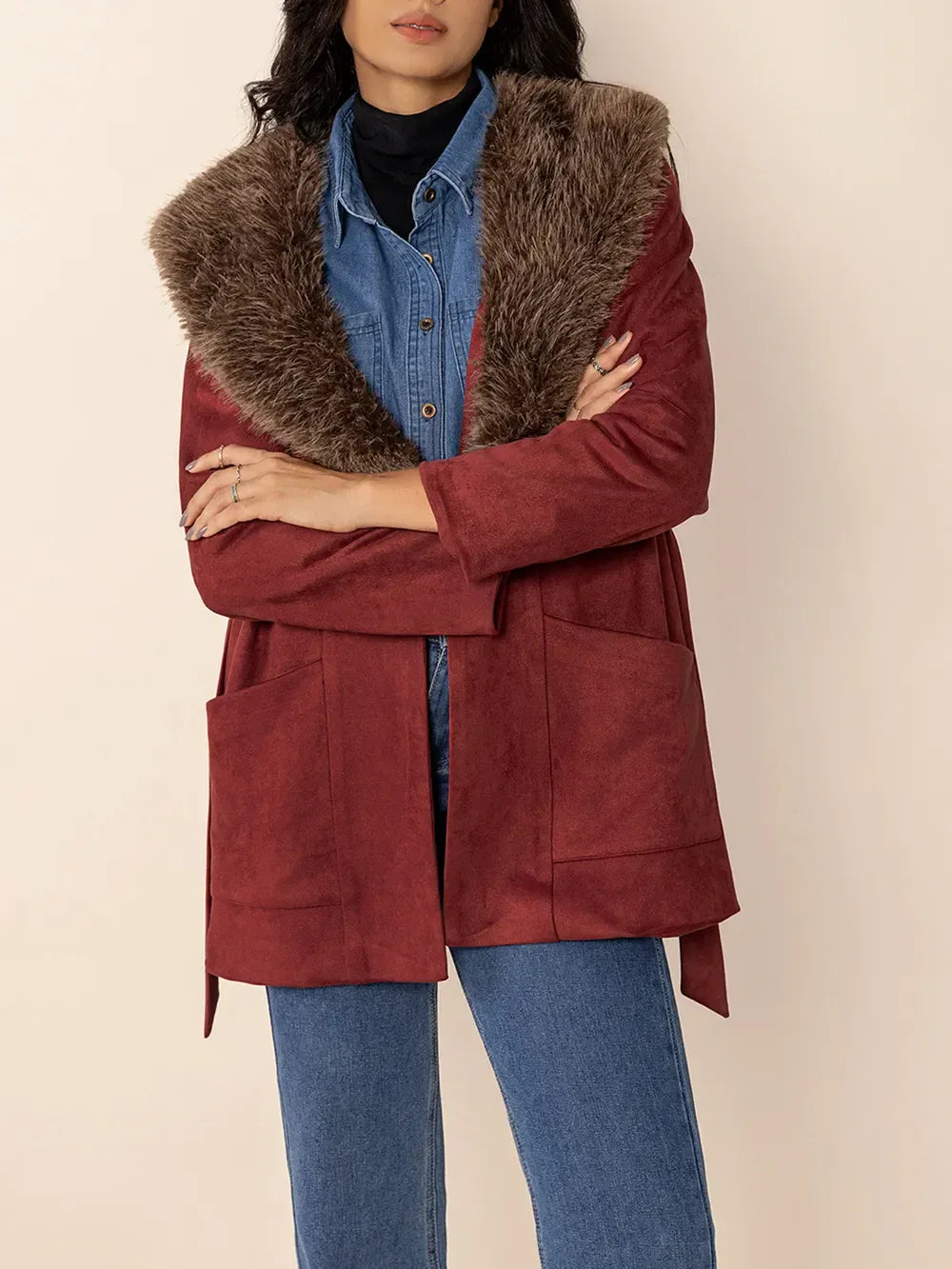 Elowen Fuzzy Tie-Waist Jacket - Naarks