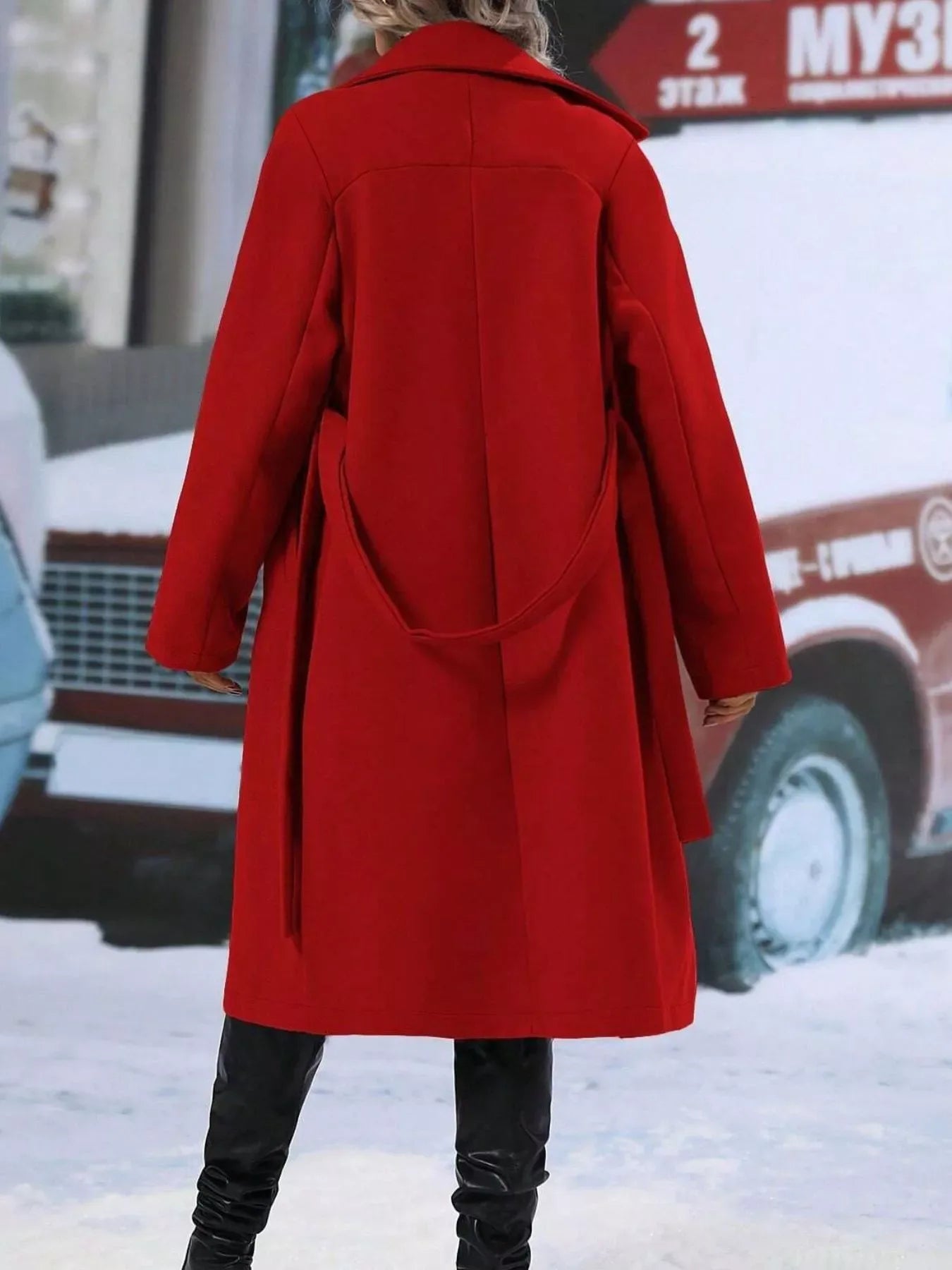 Celestine Double-Breasted Tie-Waist Coat - Naarks