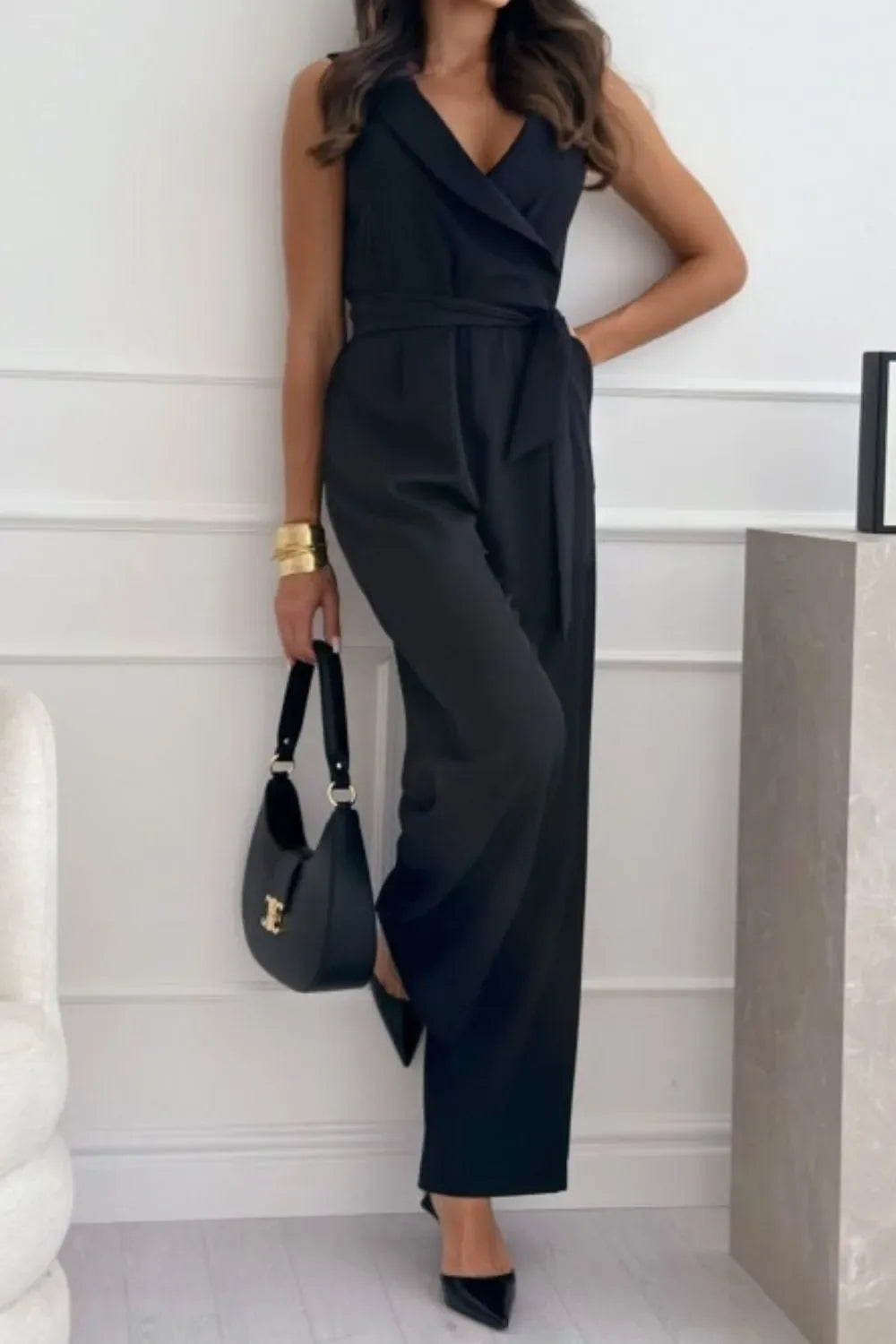 Elodie Surplice Wide-Leg Jumpsuit - Naarks