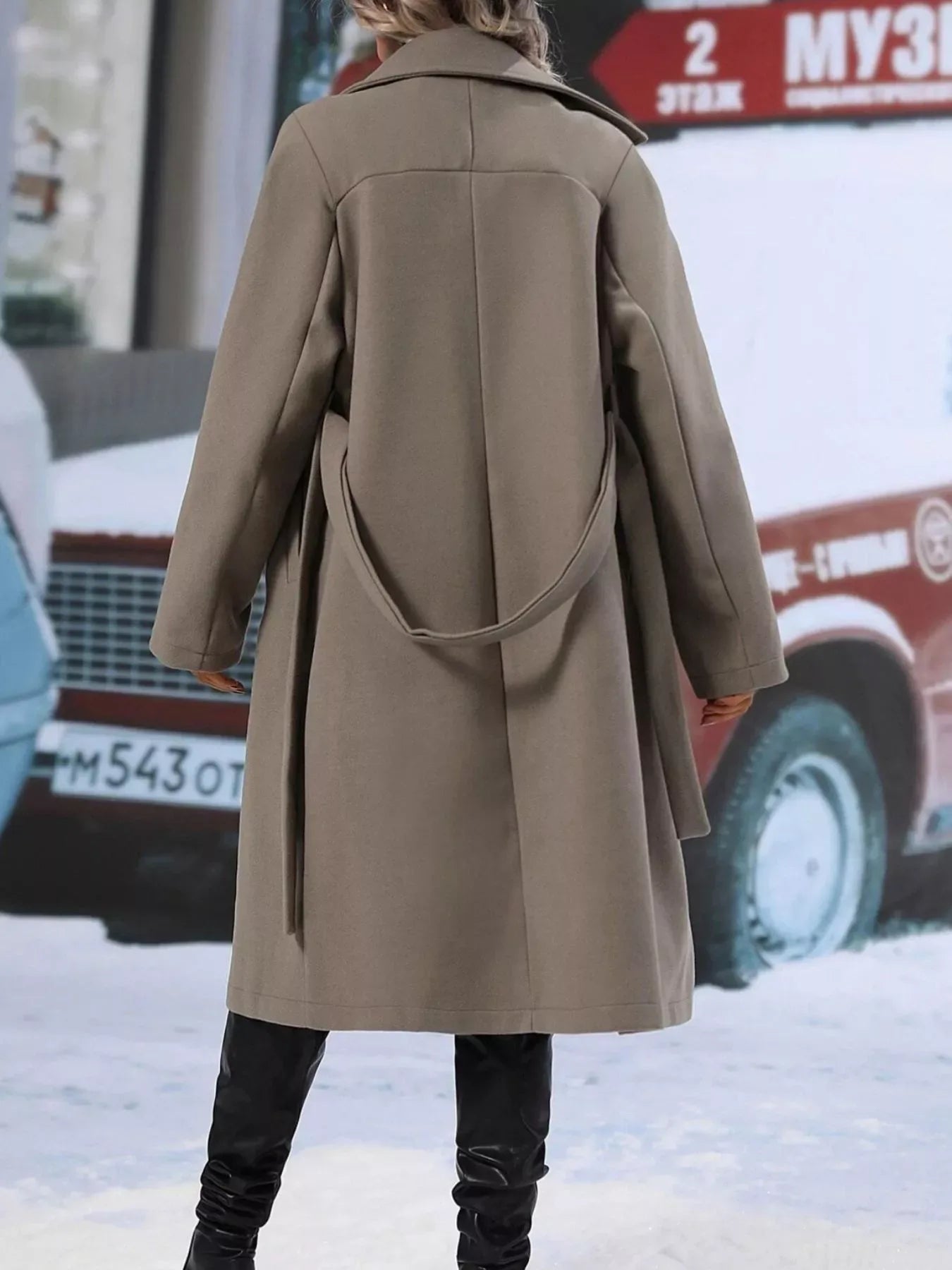 Celestine Double-Breasted Tie-Waist Coat - Naarks