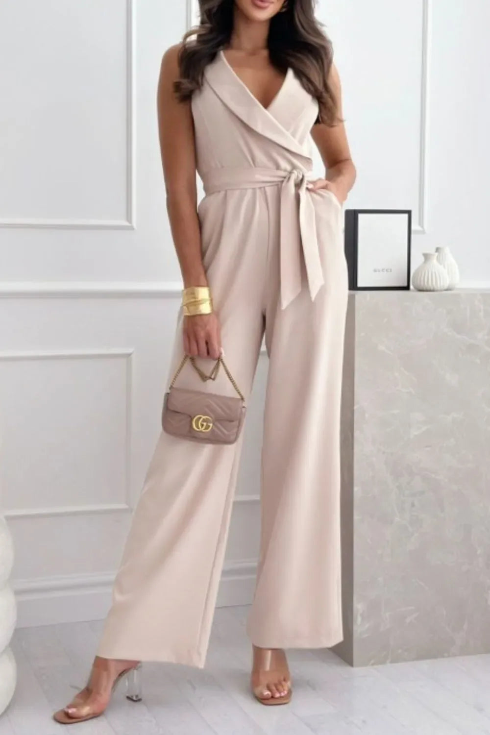 Elodie Surplice Wide-Leg Jumpsuit - Naarks