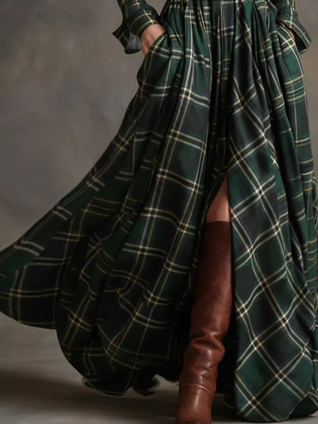 Cressida Plaid Maxi Shirt Dress - Naarks