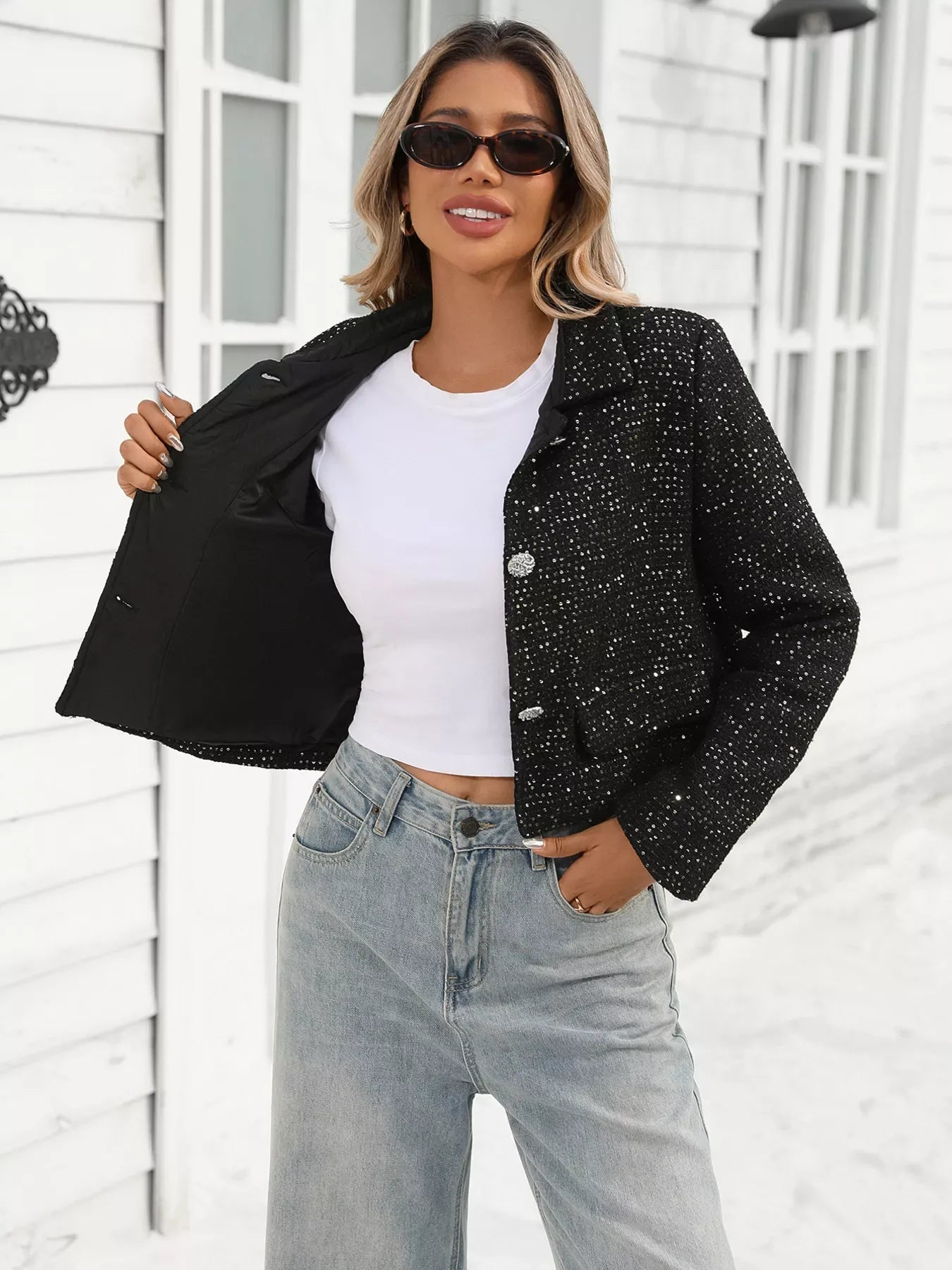 Amara Tweed Cropped Jacket - Naarks