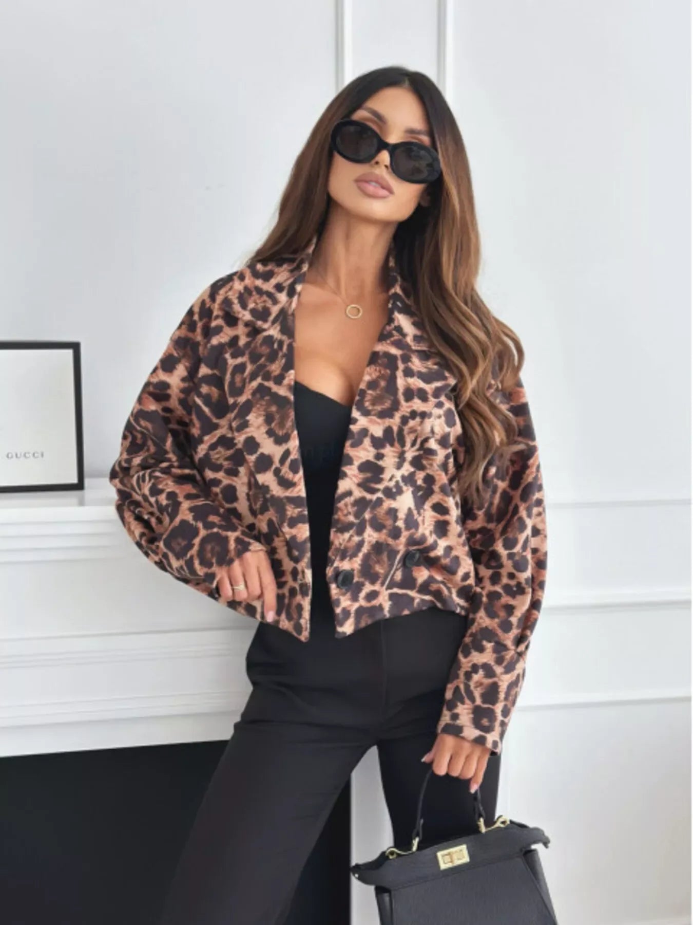 Selene Leopard Cropped Blazer - Naarks