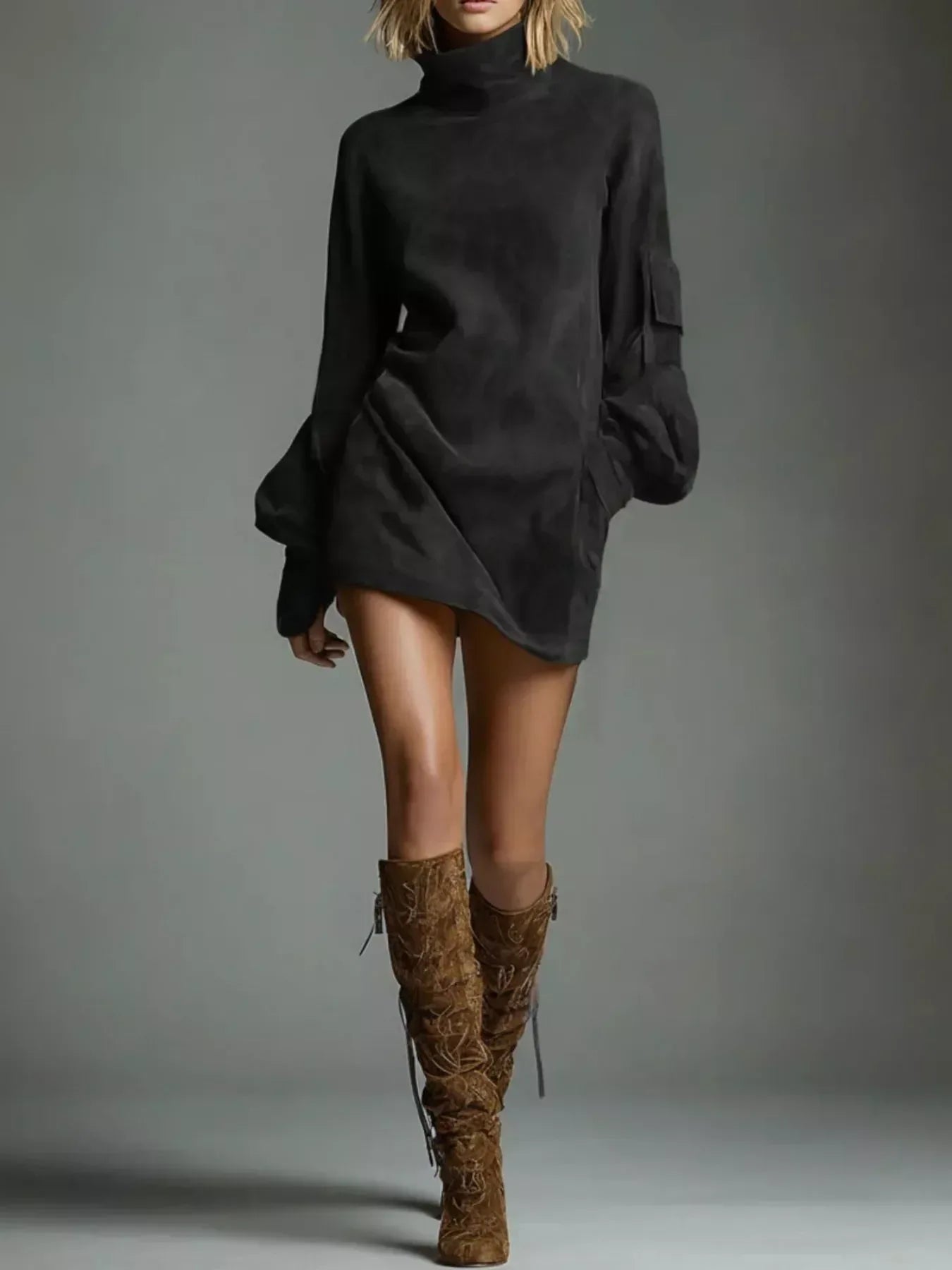 Isla Turtleneck Mini Dress - Naarks