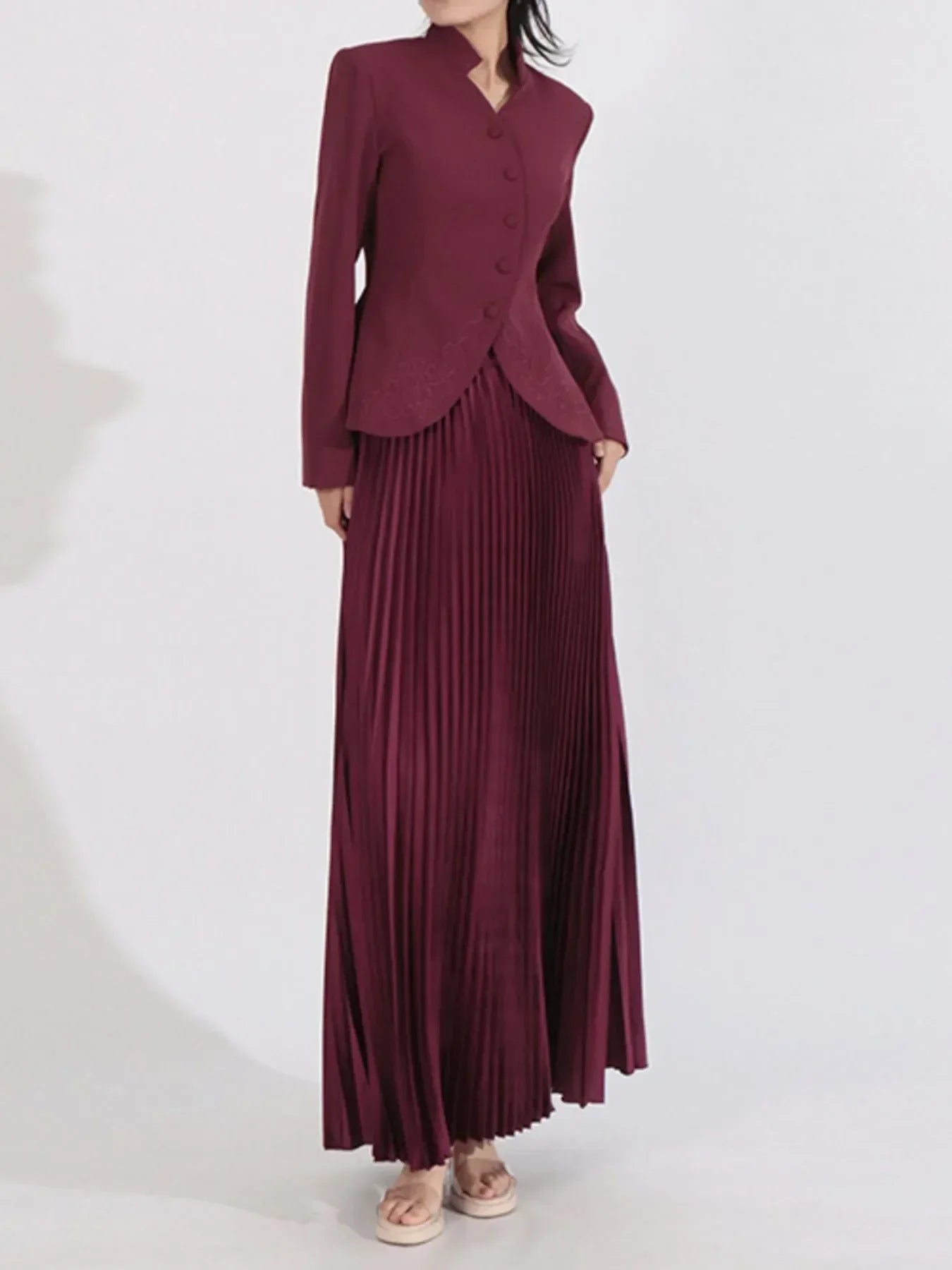 Livia Button-Up Pleated Set - Naarks