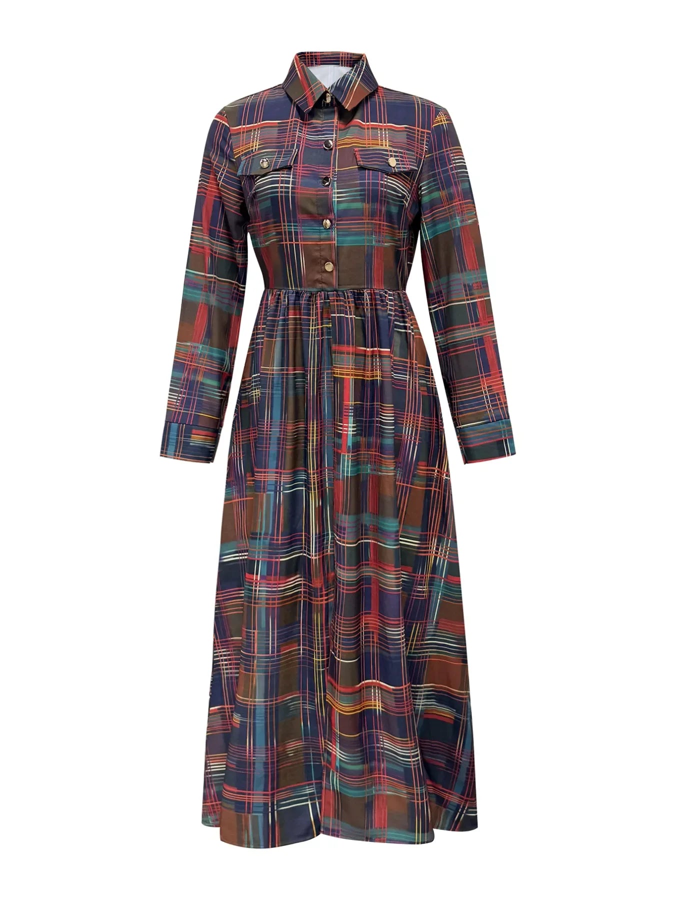 Althea Plaid Maxi Shirt Dress - Naarks