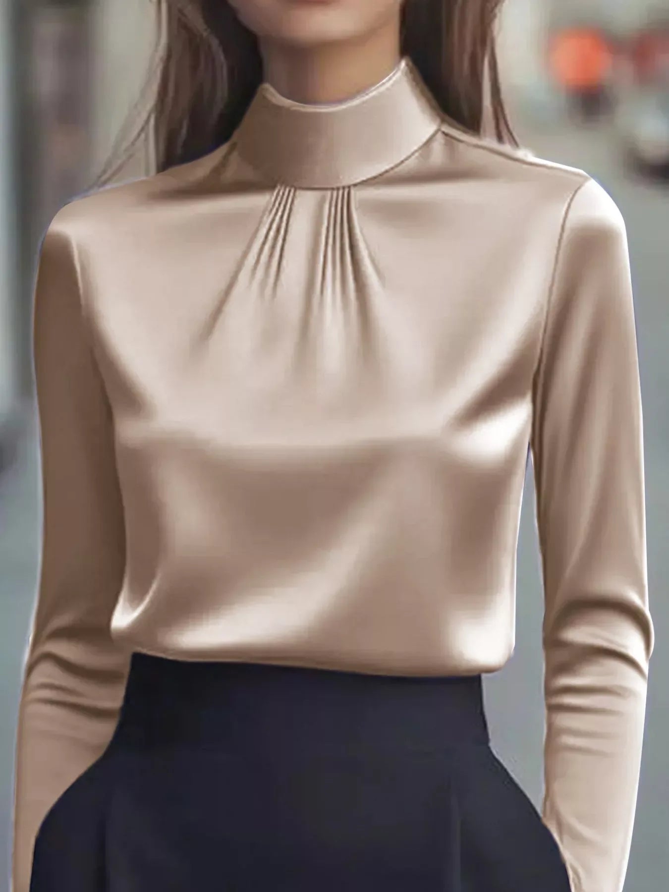 Maria Mock Neck Pleated Blouse - Naarks