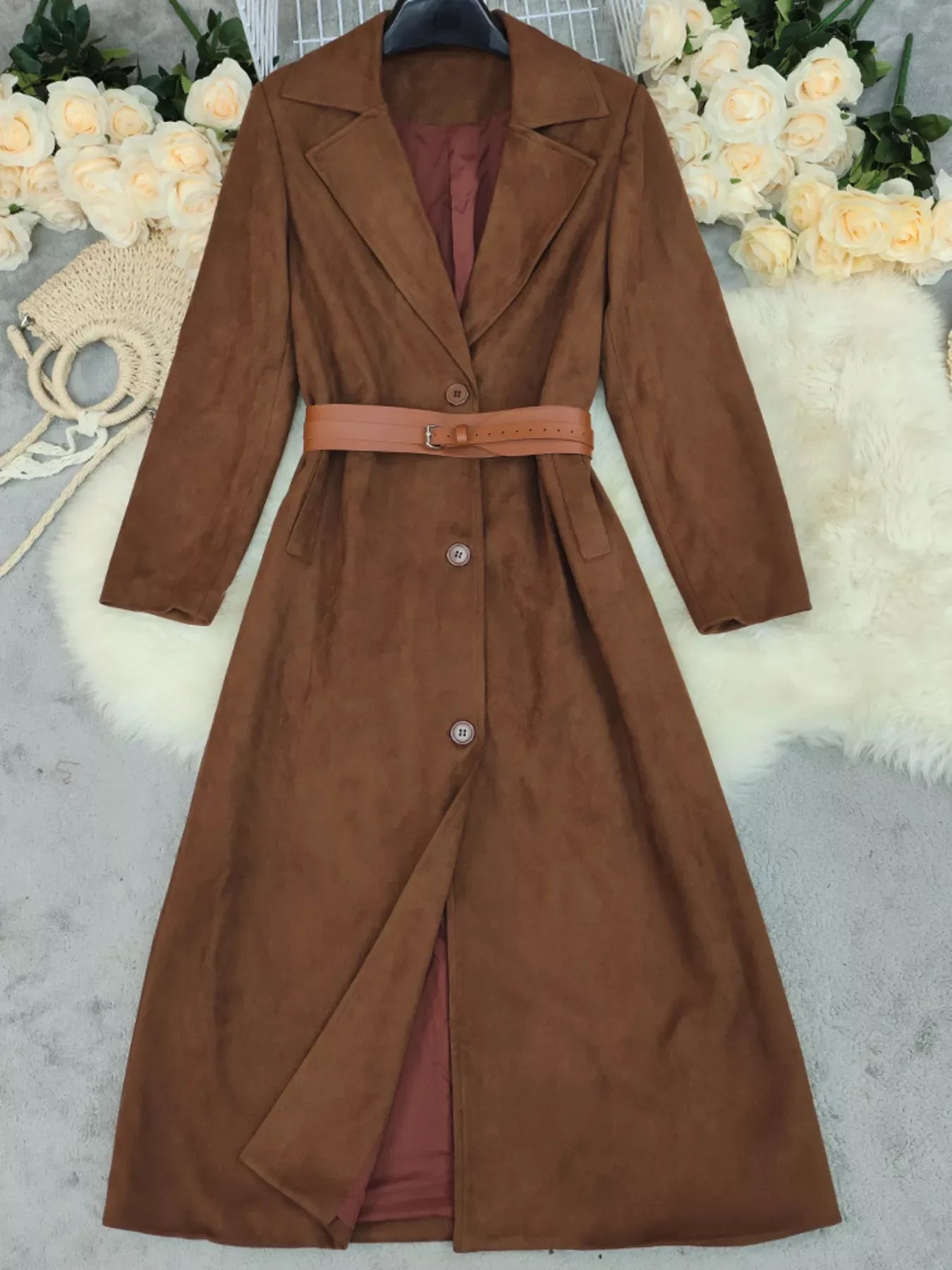 Selina Lapel Collar Longline Coat - Naarks