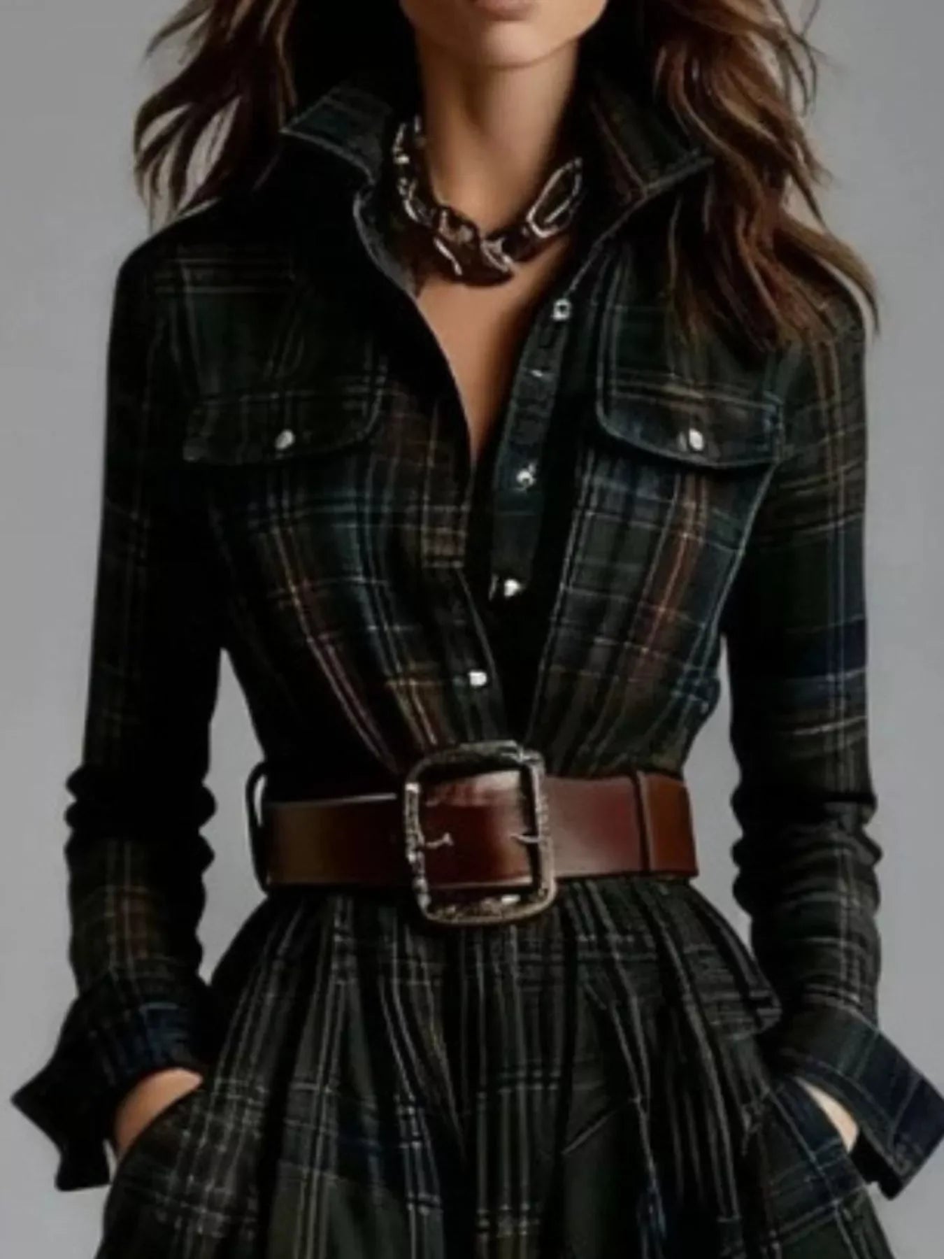 Emery Button-Front Shirt Dress - Naarks