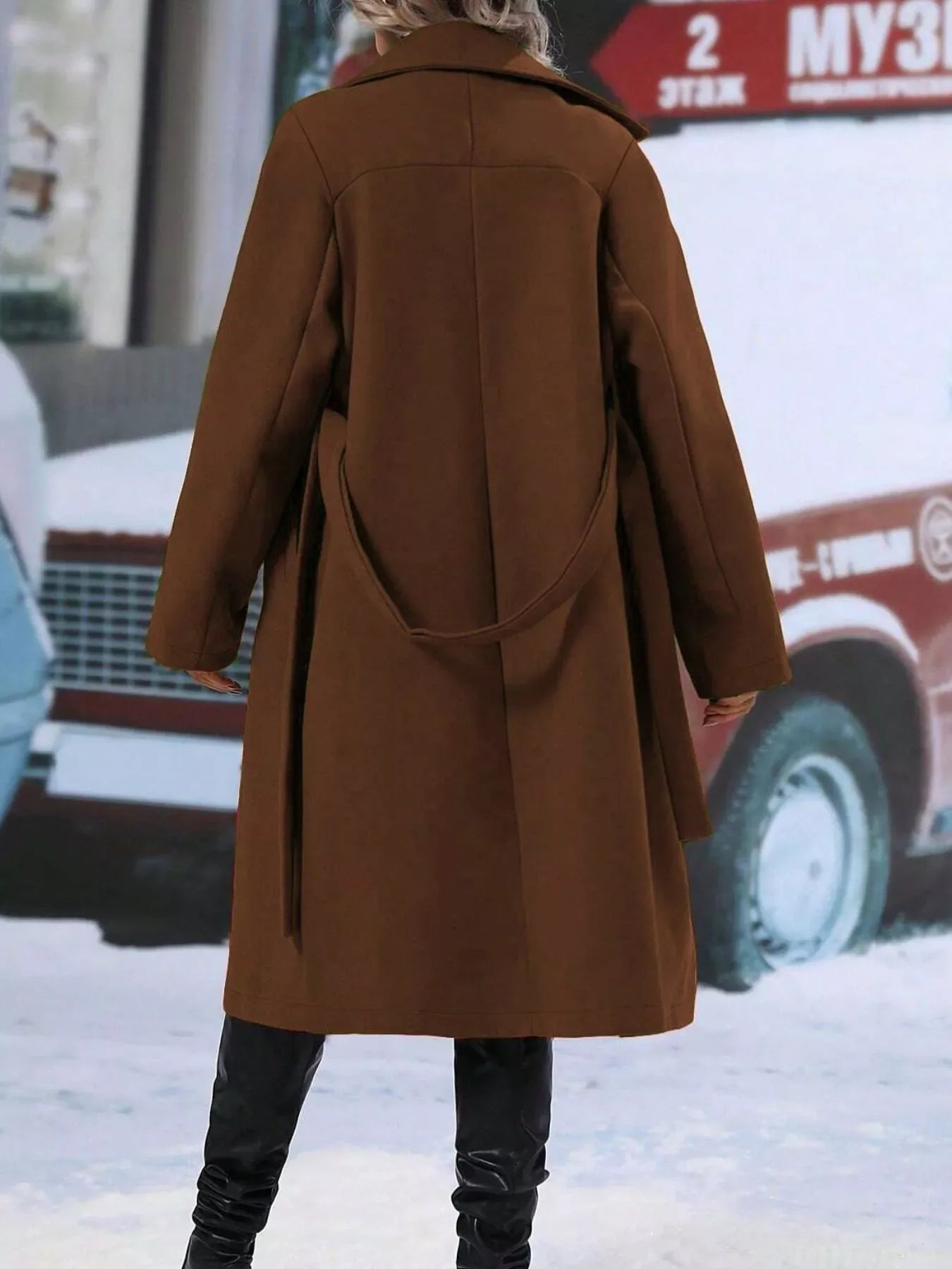 Celestine Double-Breasted Tie-Waist Coat - Naarks