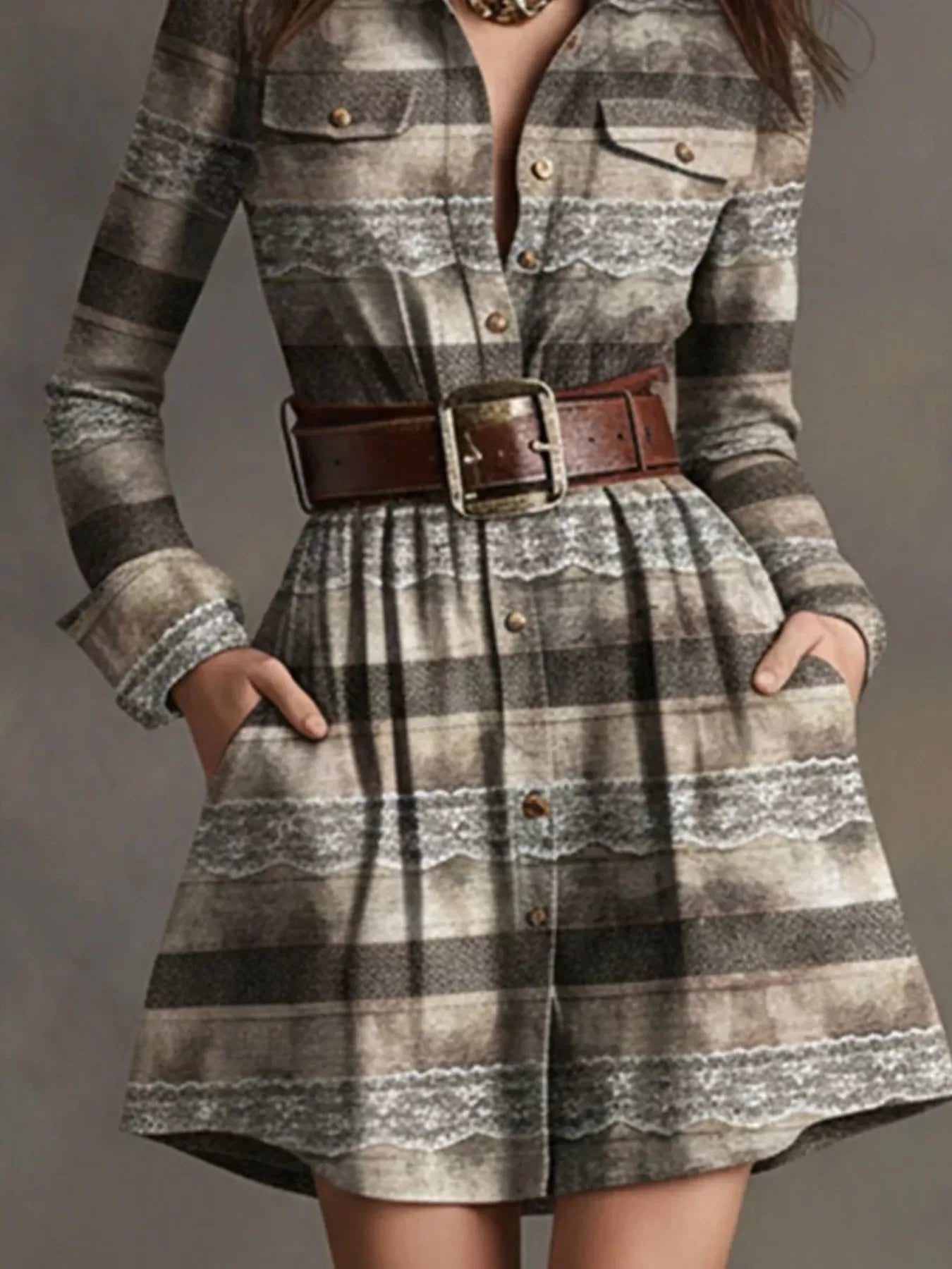 Emery Button-Front Shirt Dress - Naarks