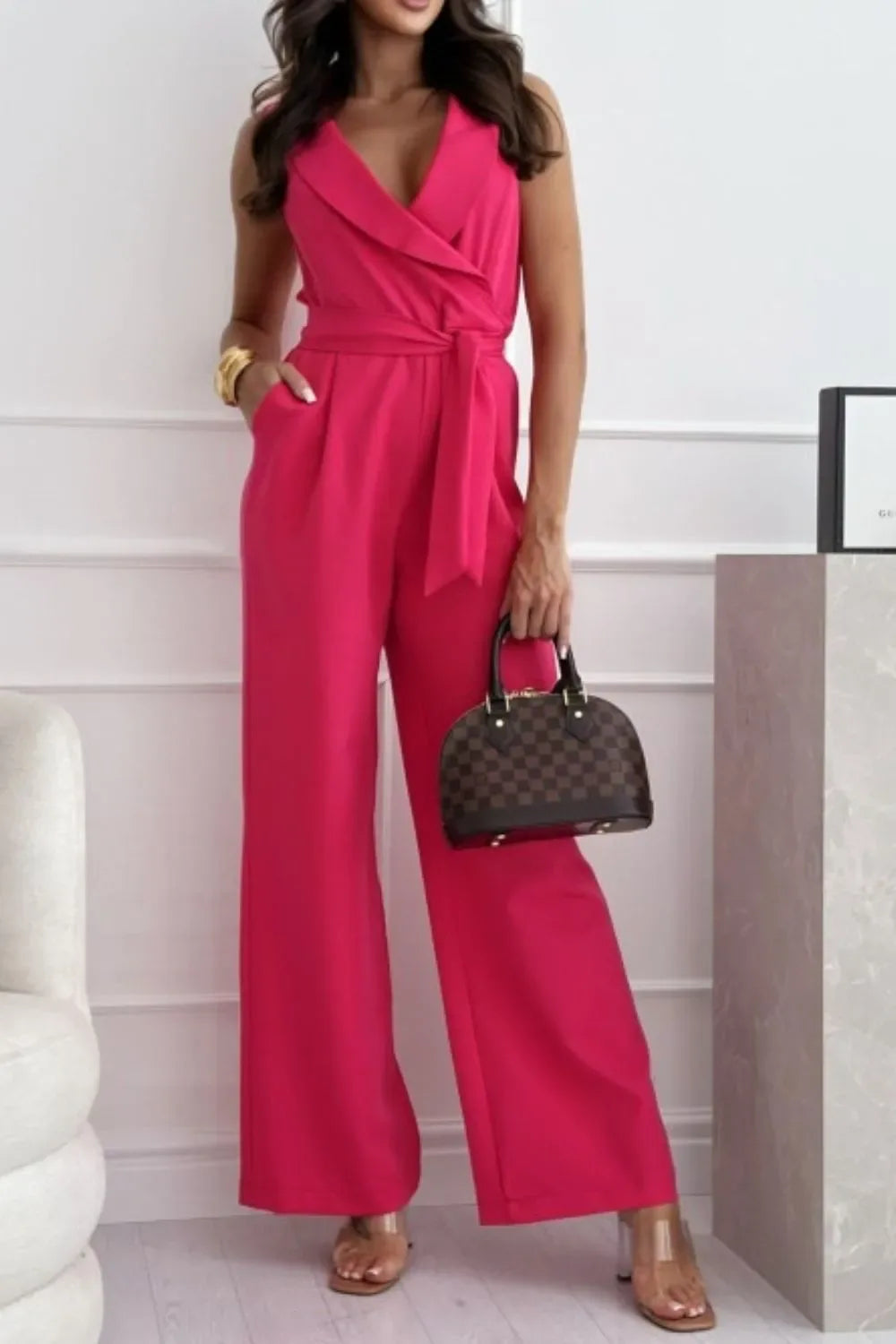 Elodie Surplice Wide-Leg Jumpsuit - Naarks