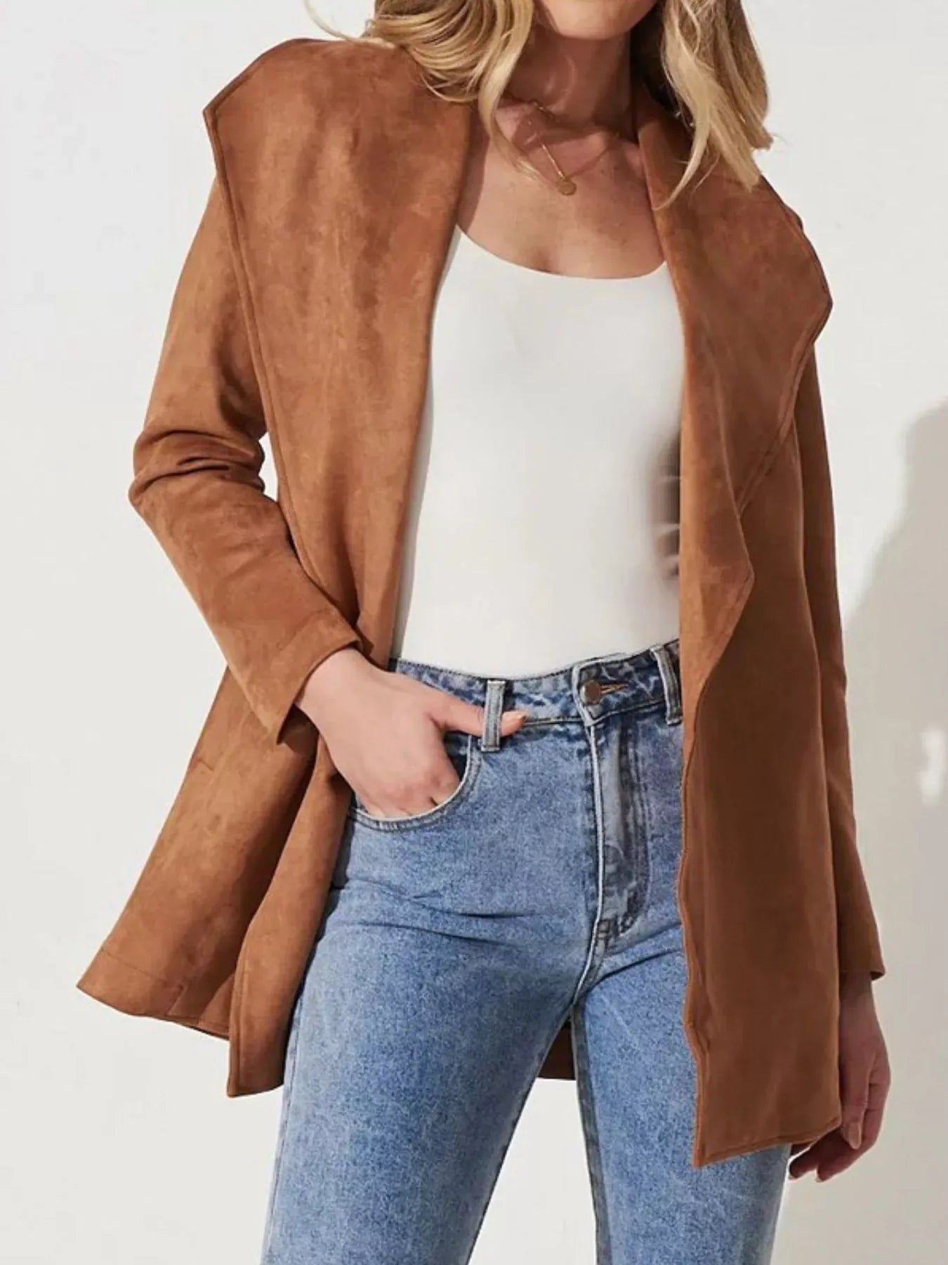 Aurelia Suede Tie-Waist Jacket - Naarks