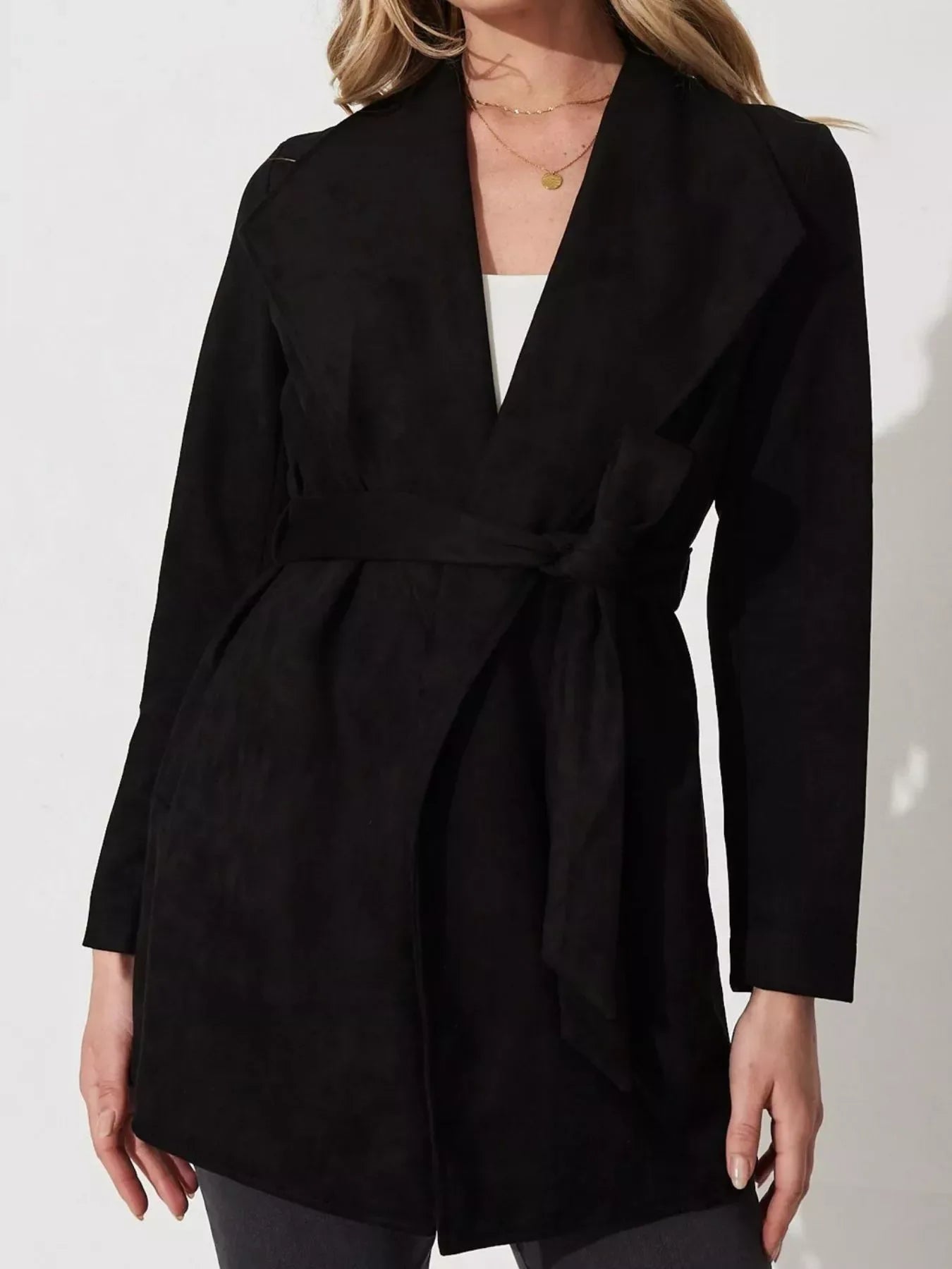 Aurelia Suede Tie-Waist Jacket - Naarks