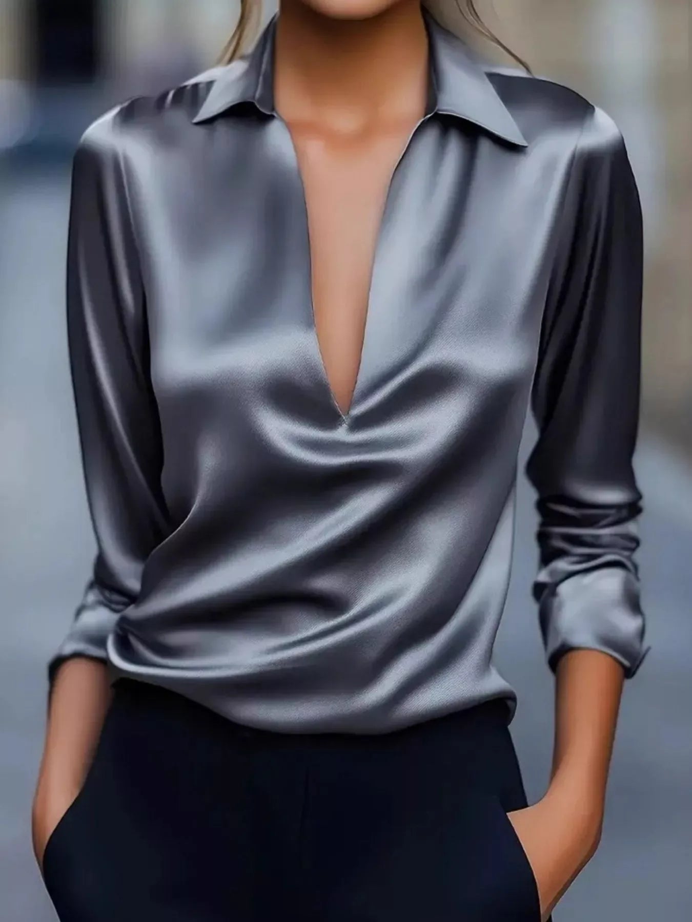 Alenya Satin Collar Blouse - Naarks