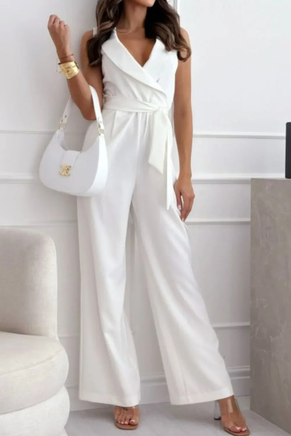 Elodie Surplice Wide-Leg Jumpsuit - Naarks