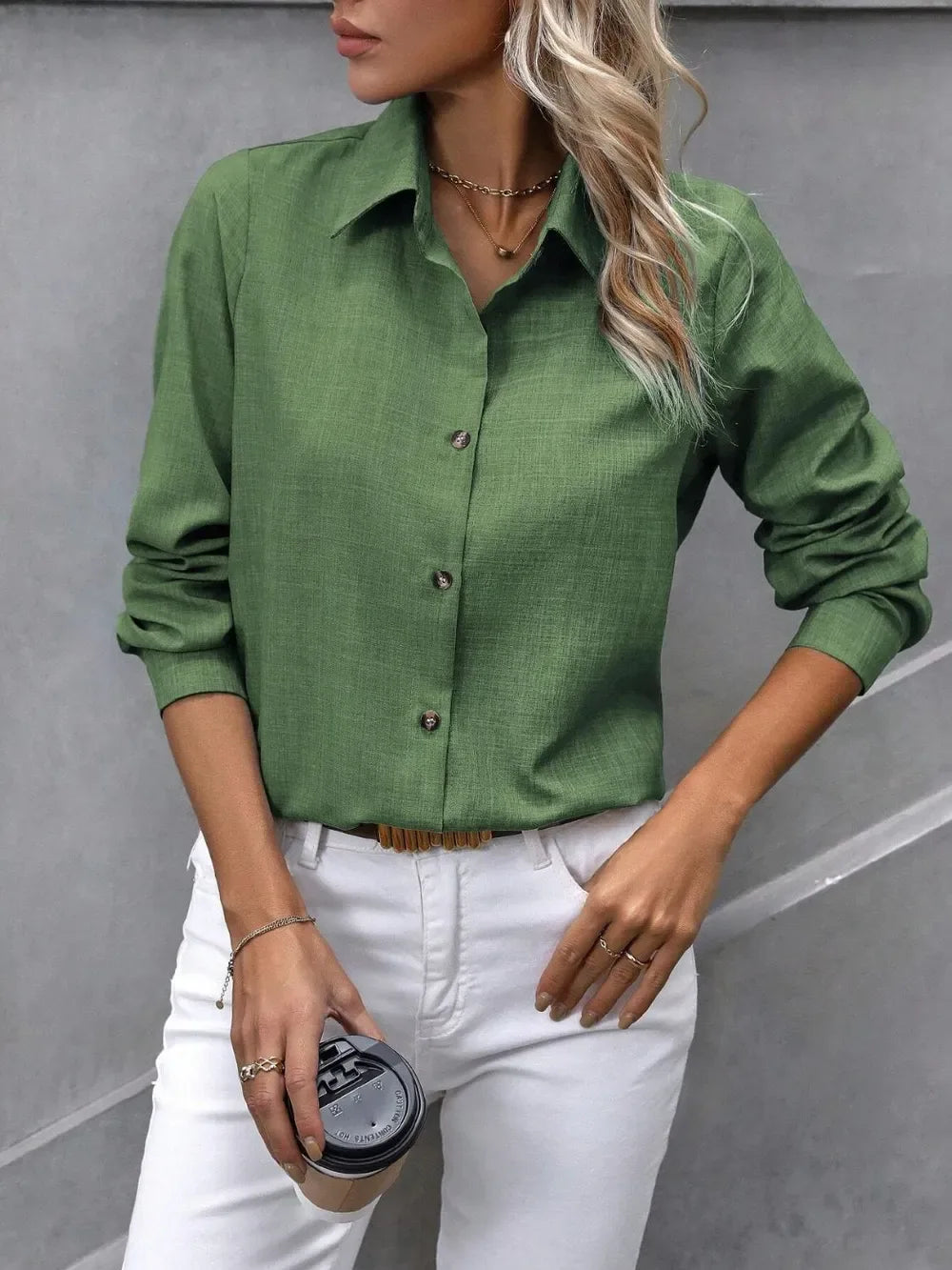 Amaris Button-Up Collared Shirt - Naarks