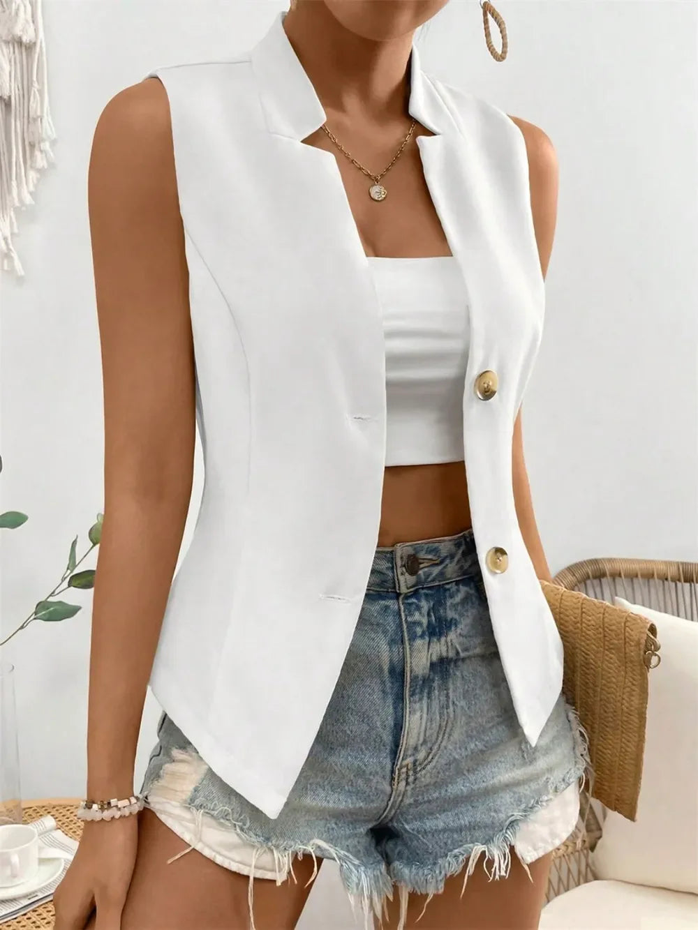 Adeline Button-Down Vest Coat - Naarks