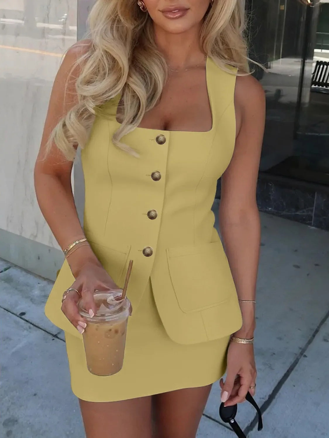 Amira Square Neck Tank & Skirt Set - Naarks