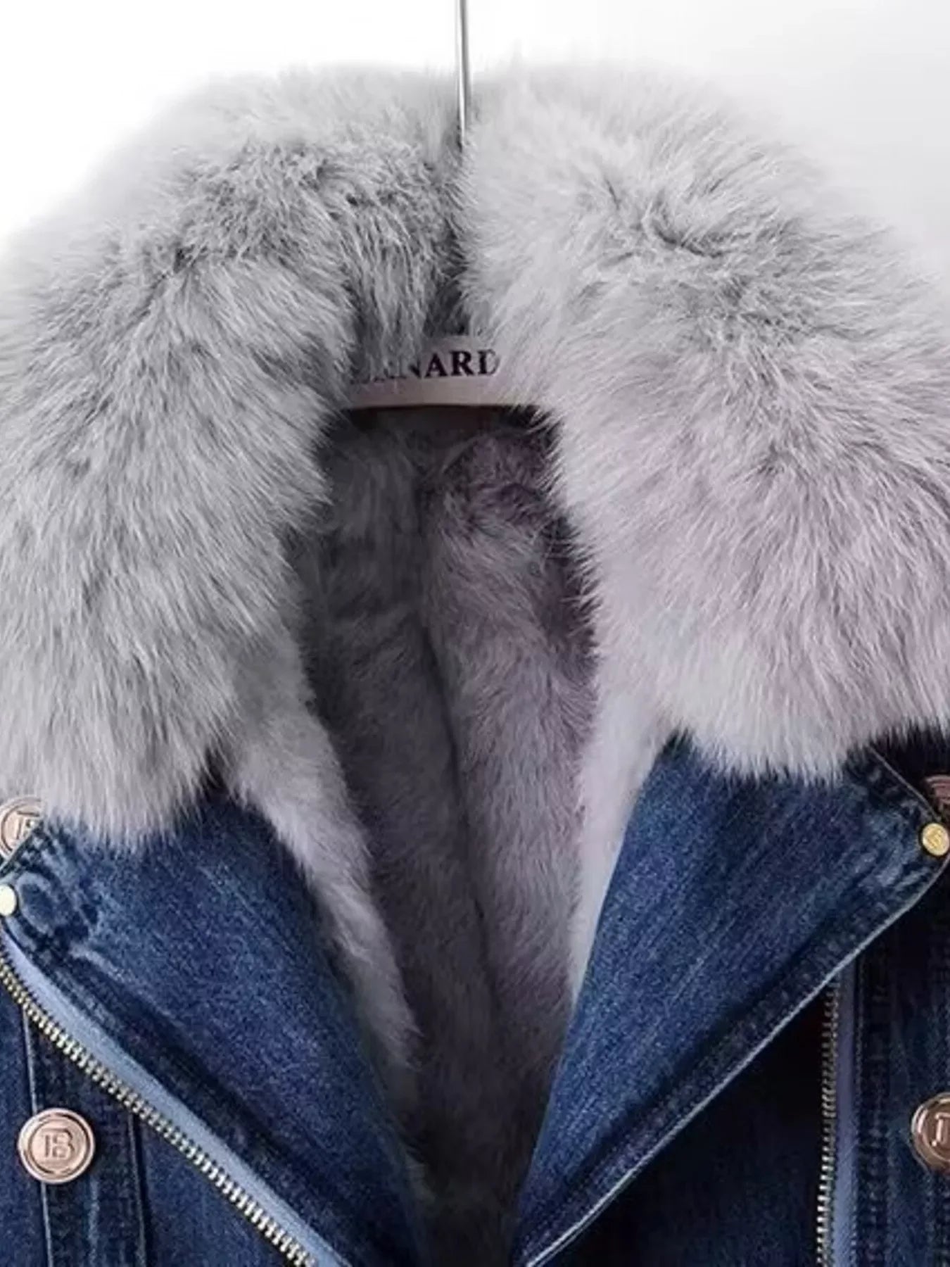 Aurora Faux Fur Collar Denim Jacket - Naarks