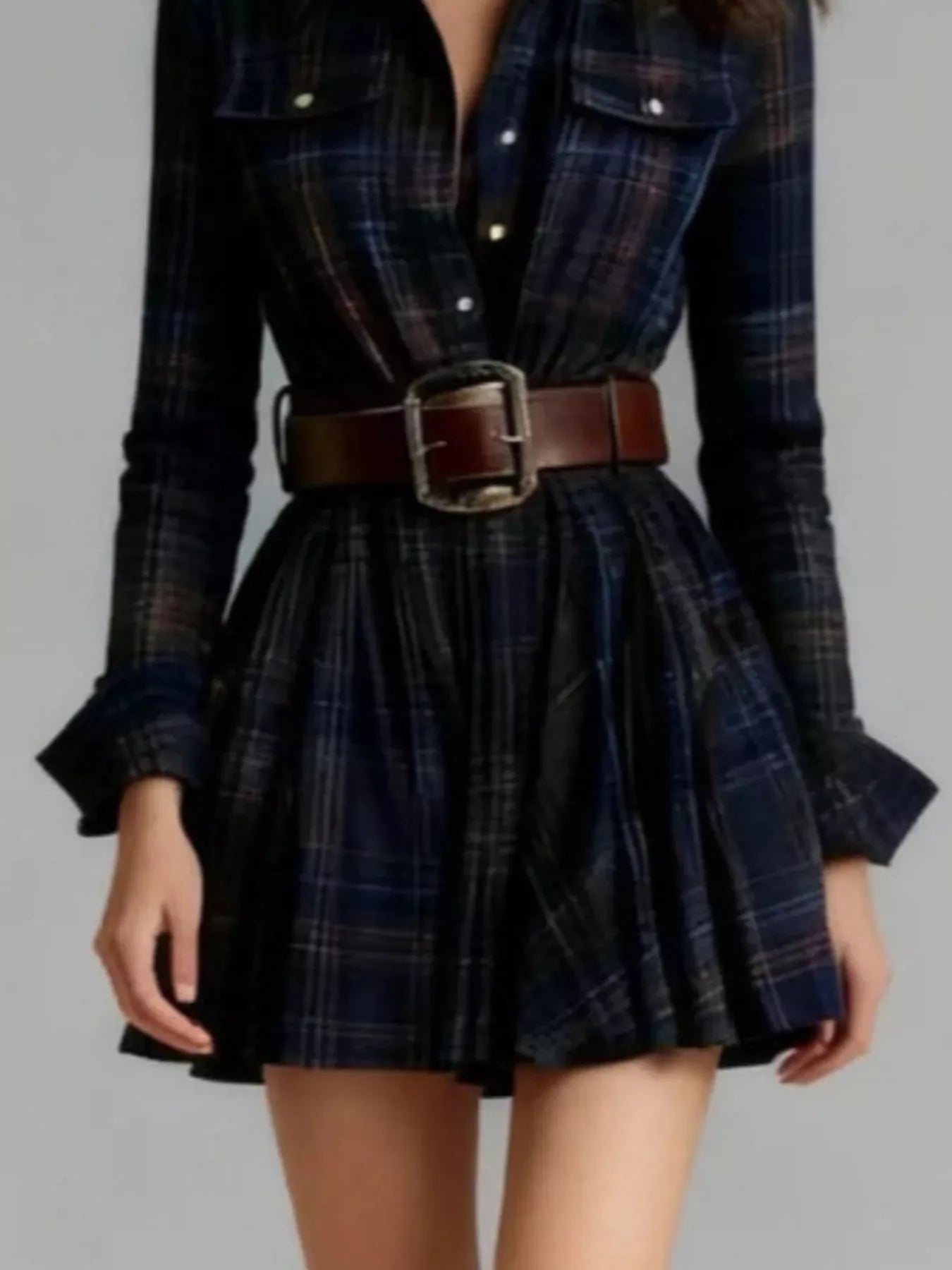 Emery Button-Front Shirt Dress - Naarks