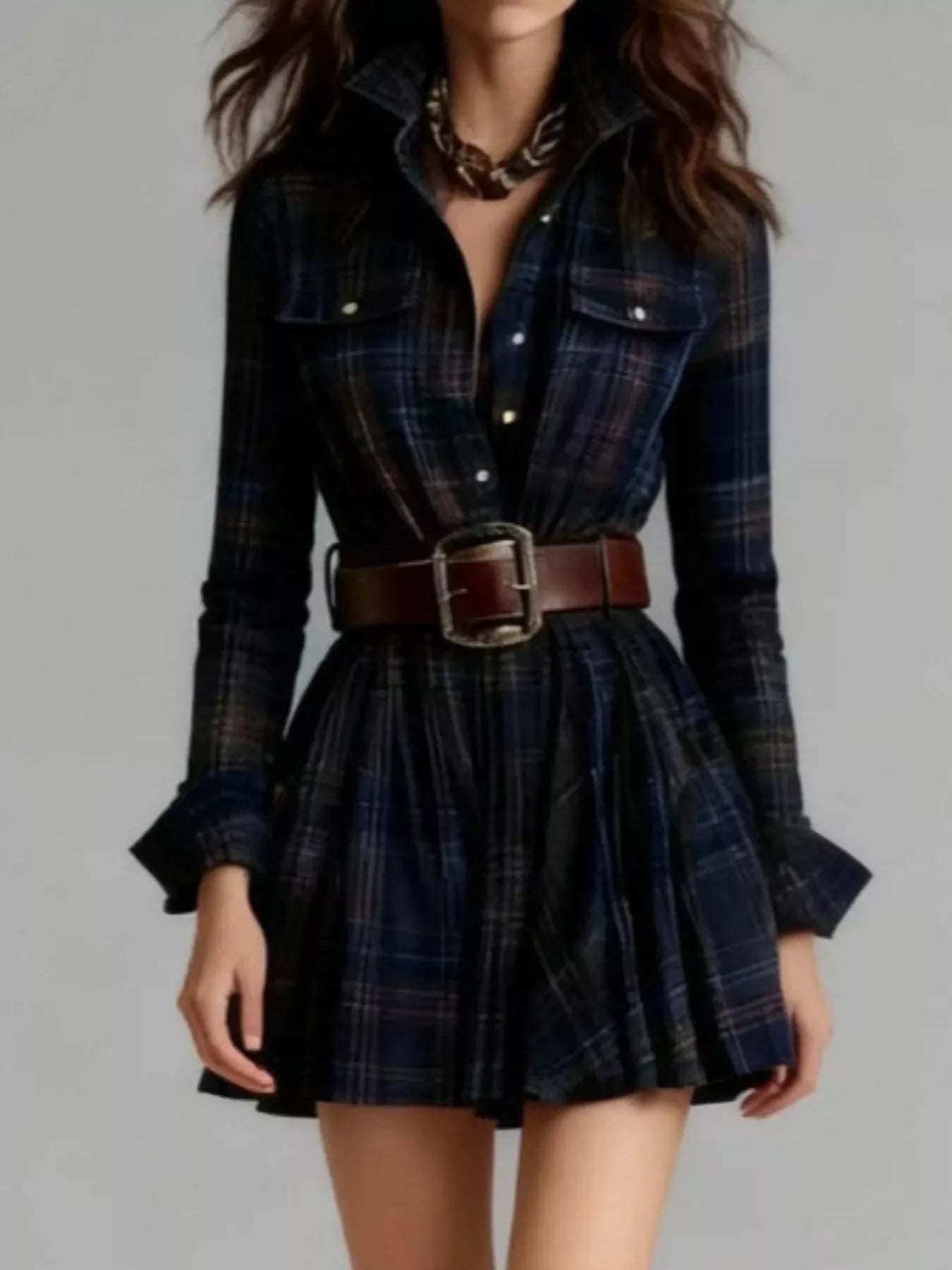 Emery Button-Front Shirt Dress - Naarks