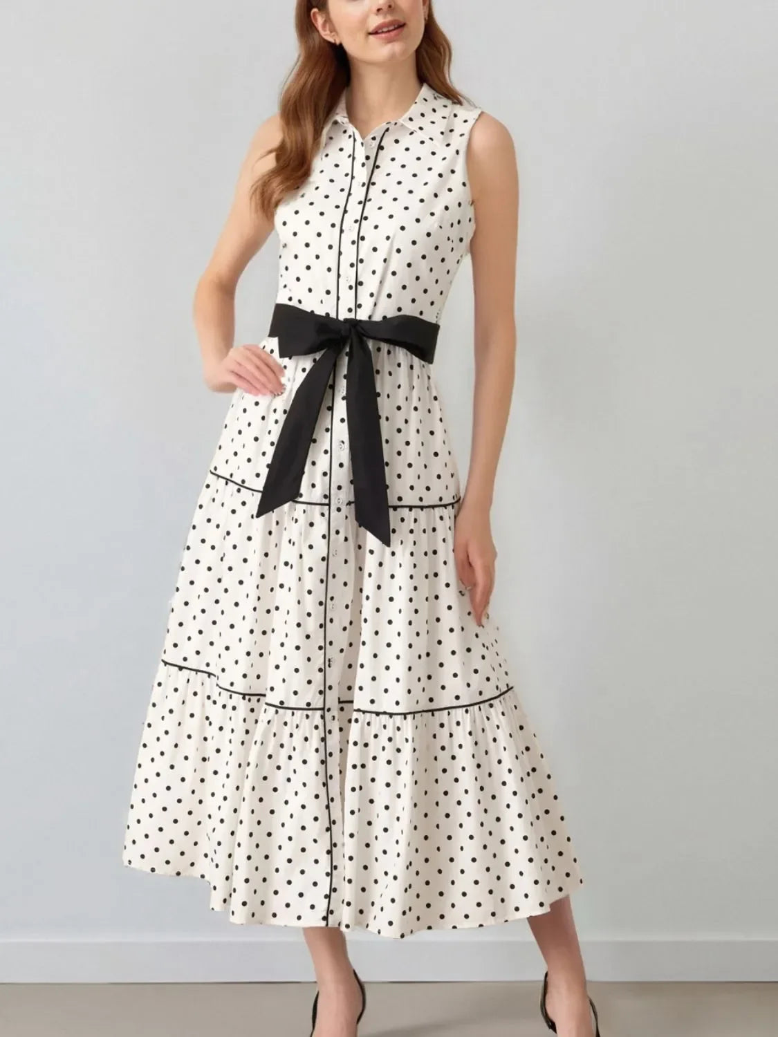 Kamara Polka Dot Midi Shirt Dress - Naarks