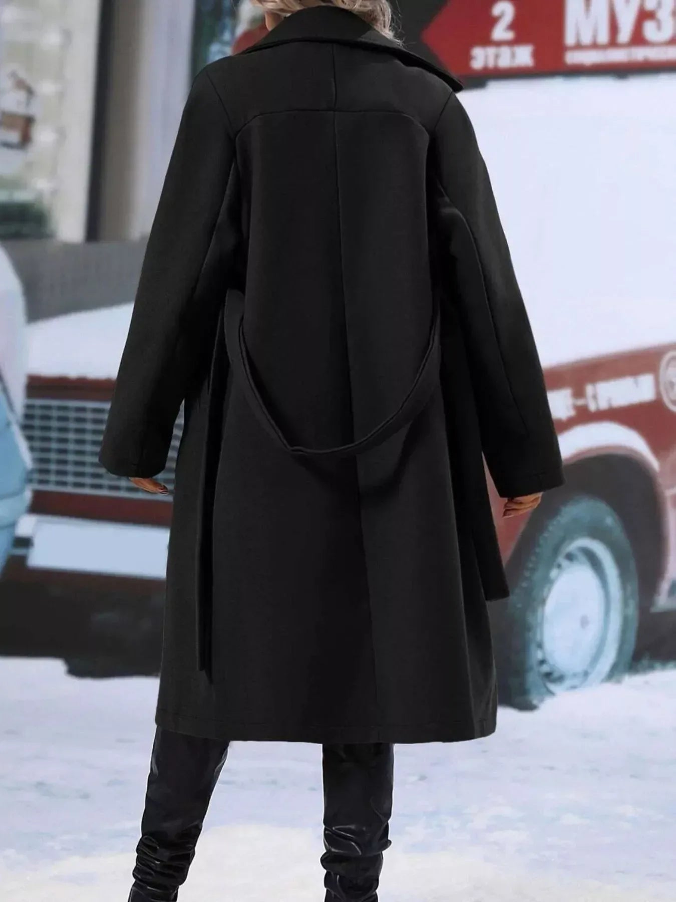 Celestine Double-Breasted Tie-Waist Coat - Naarks