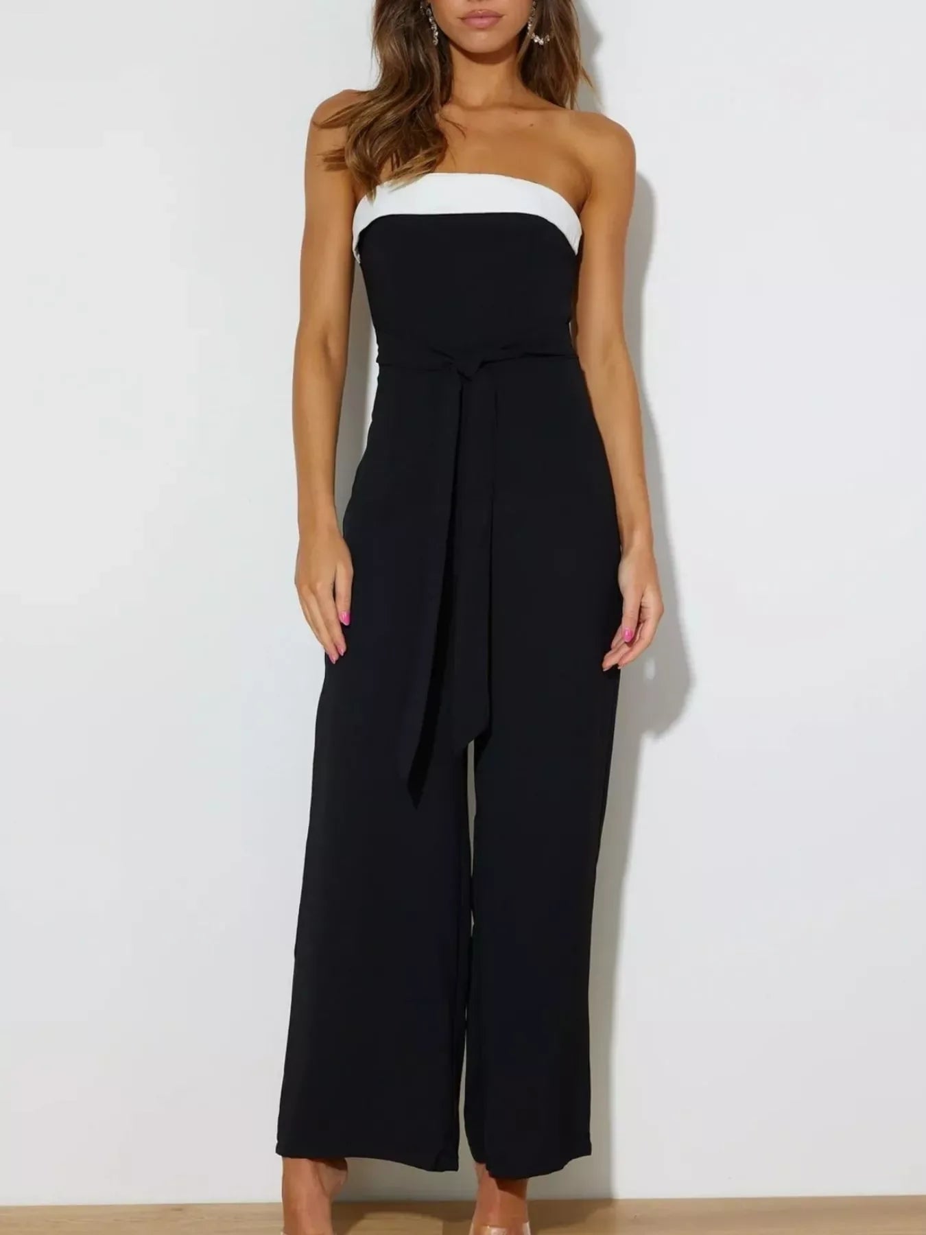 Selara Contrast Tube Wide-Leg Jumpsuit - Naarks