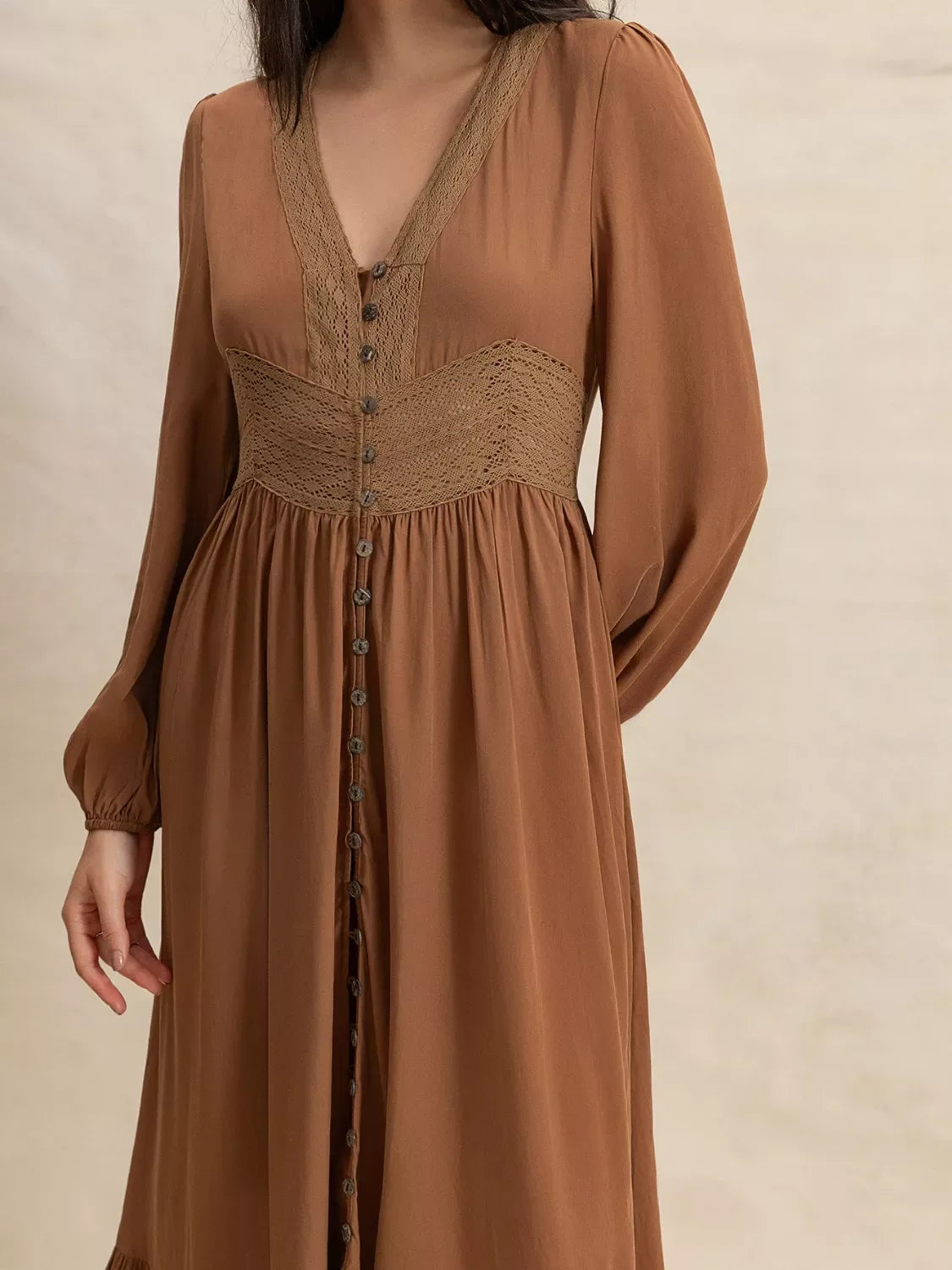 Zafira Lace Button-Front Maxi Dress - Naarks