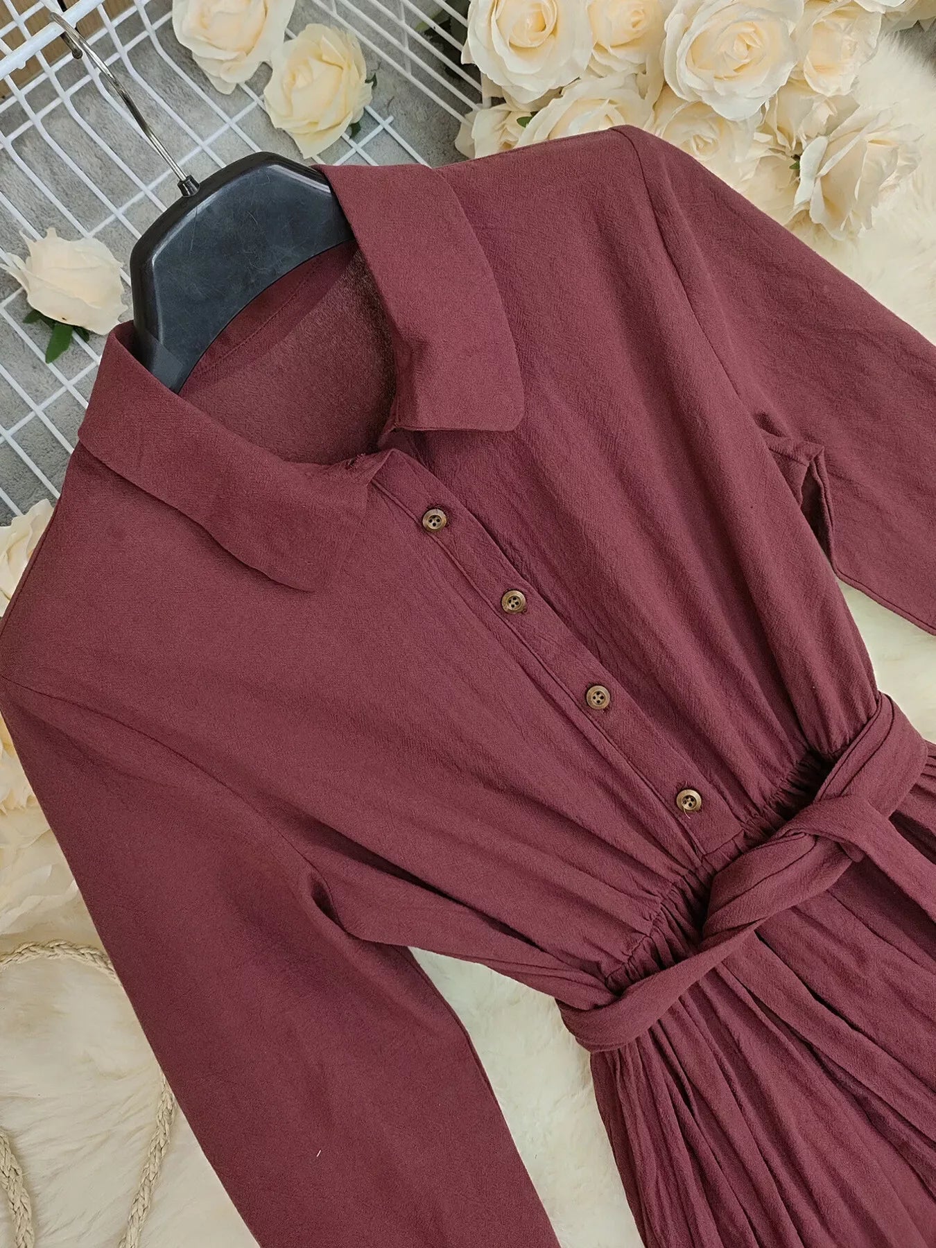 Calindra Tie-Waist Ruffle-Hem Dress - Naarks