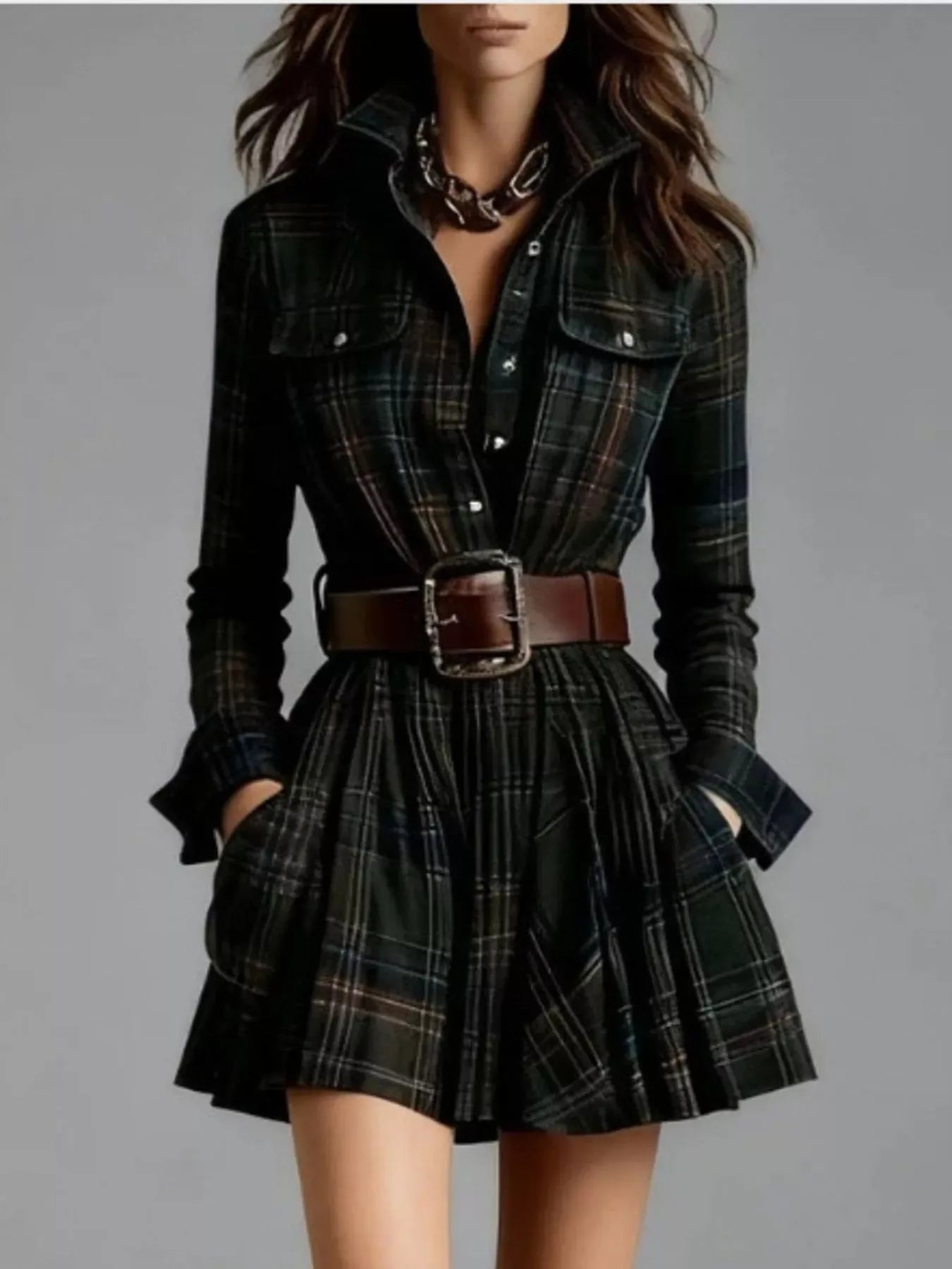 Emery Button-Front Shirt Dress - Naarks